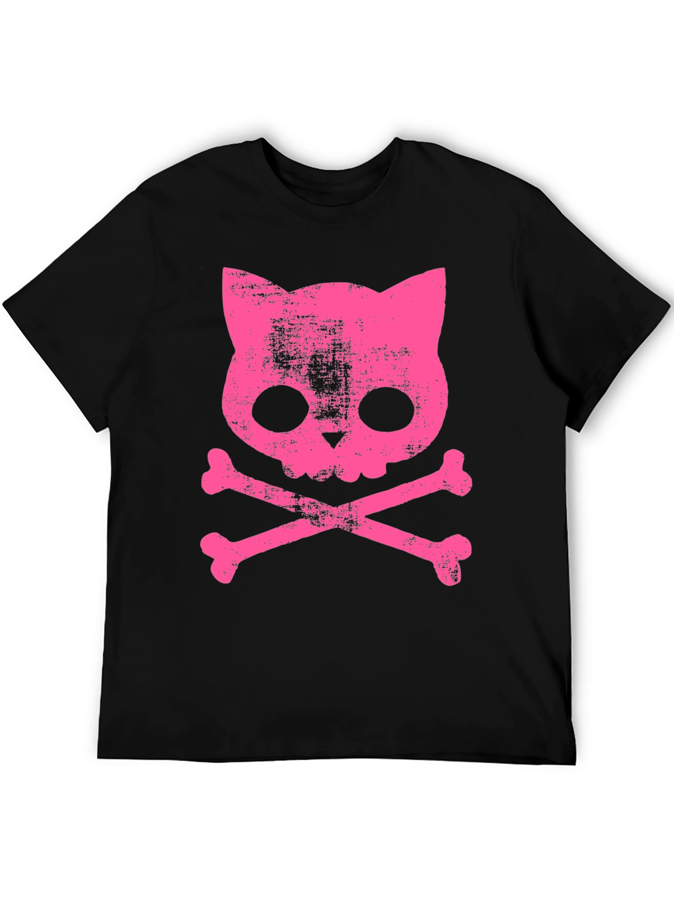 Black Cat Skull Bones Graphic T-Shirt view 5