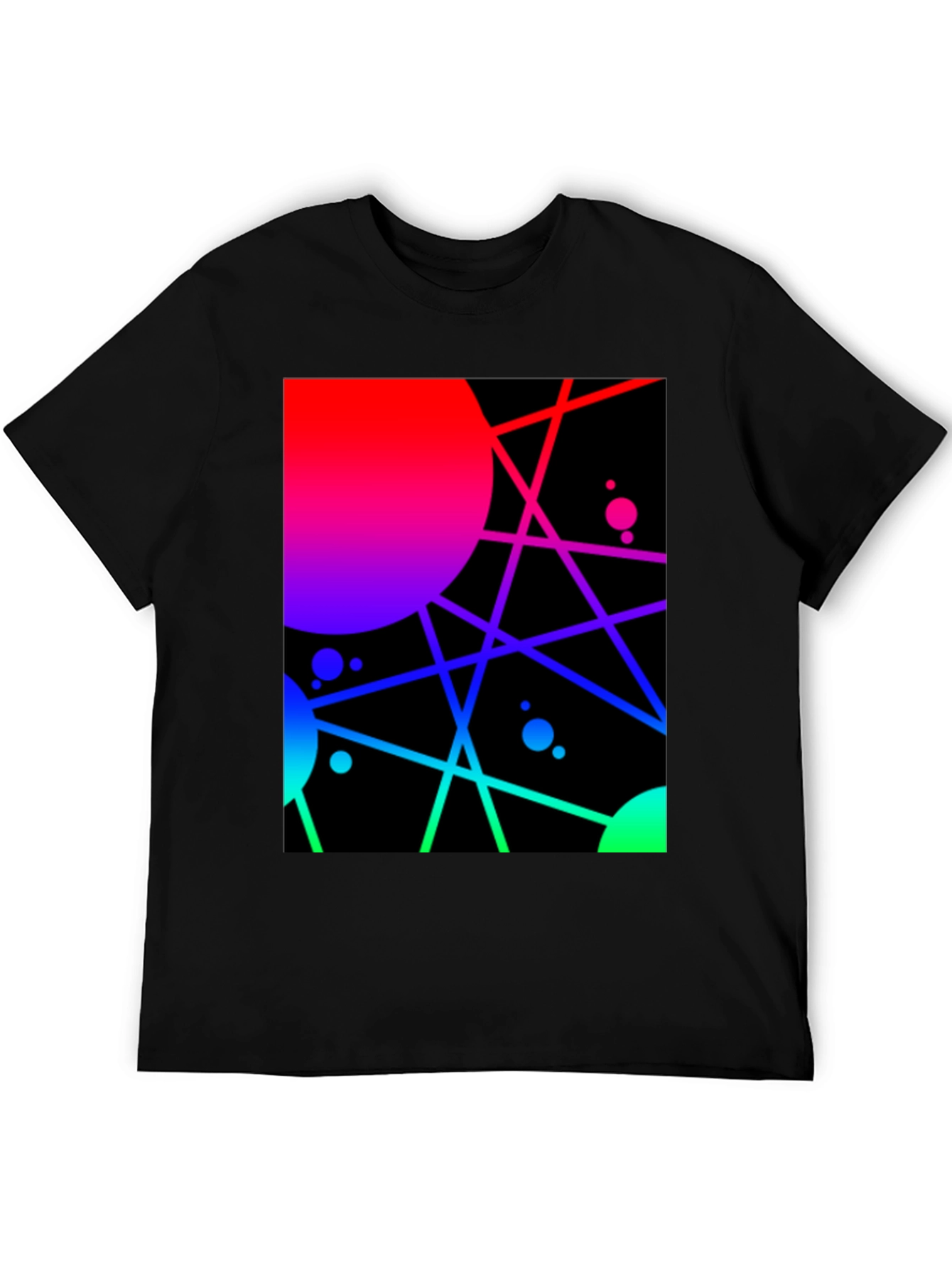 Black Abstract Geometric Graphic Tee - Vibrant Design view 5