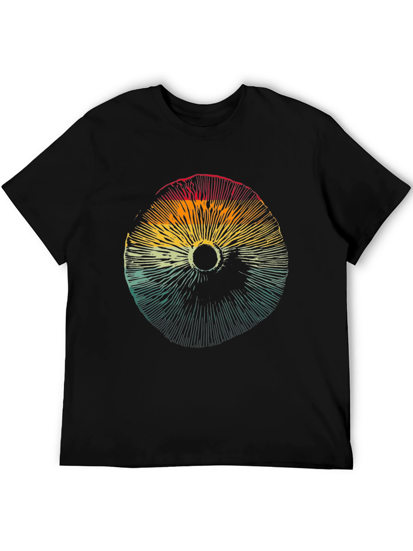 Black Retro Mushroom Graphic T-Shirt - Unisex Design view 5