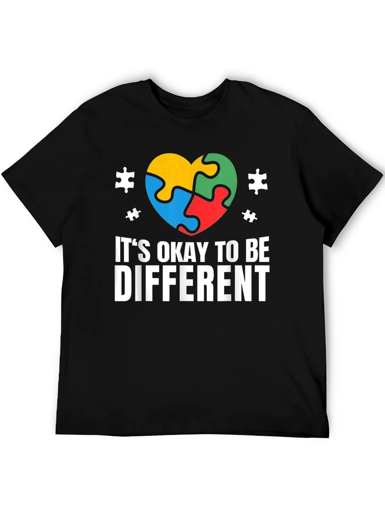 Black Autism Awareness T-Shirt - It's Okay to Be Different view 5