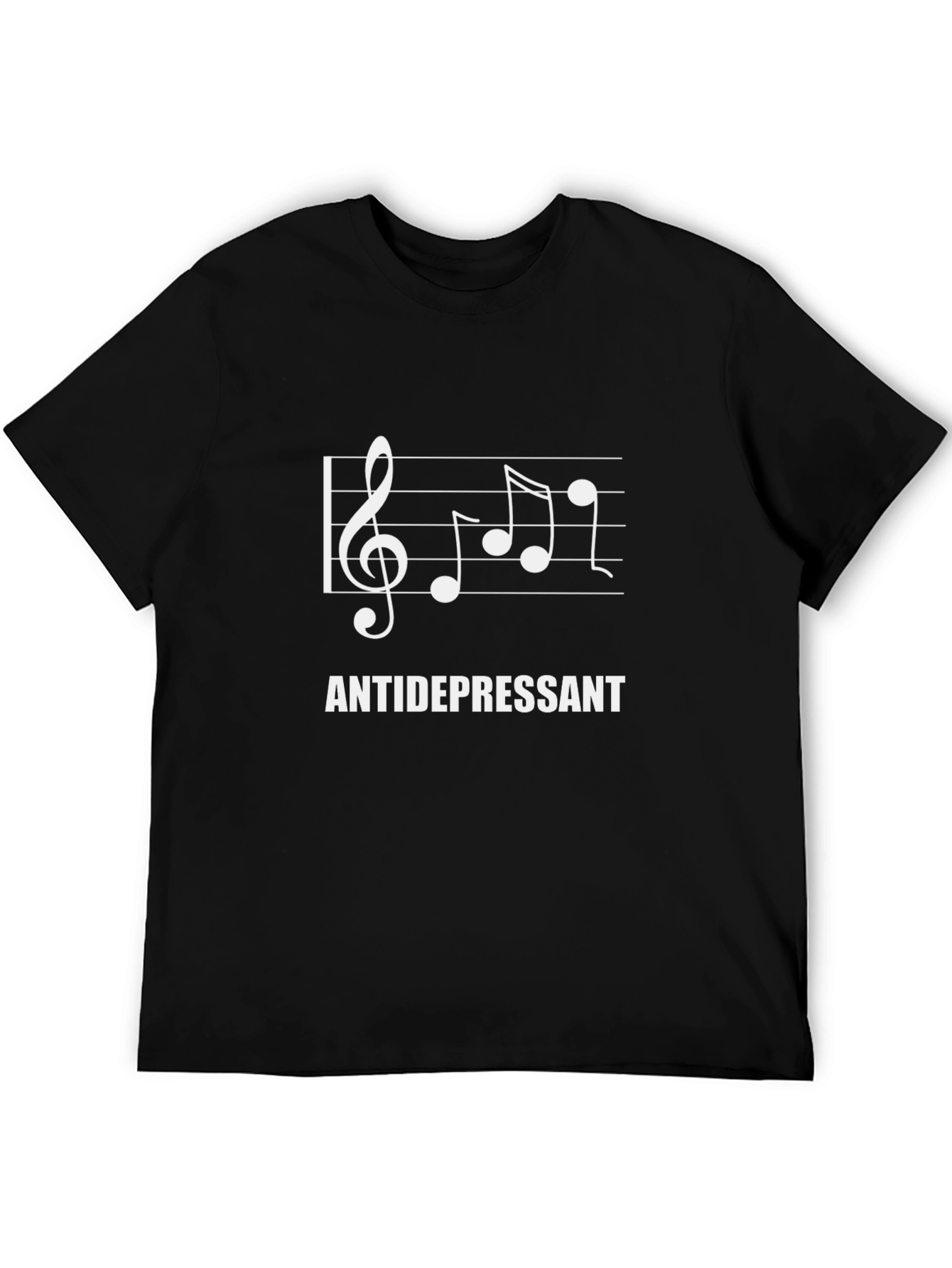 Black Antidepressant Music Note T-Shirt view 5