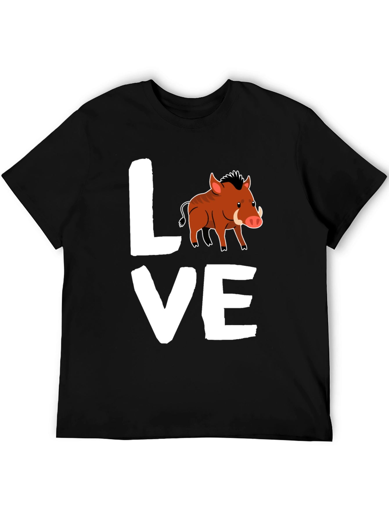 Black Love Boar T-Shirt, Wild Pig Animal Tee, Black Cotton Shirt view 5