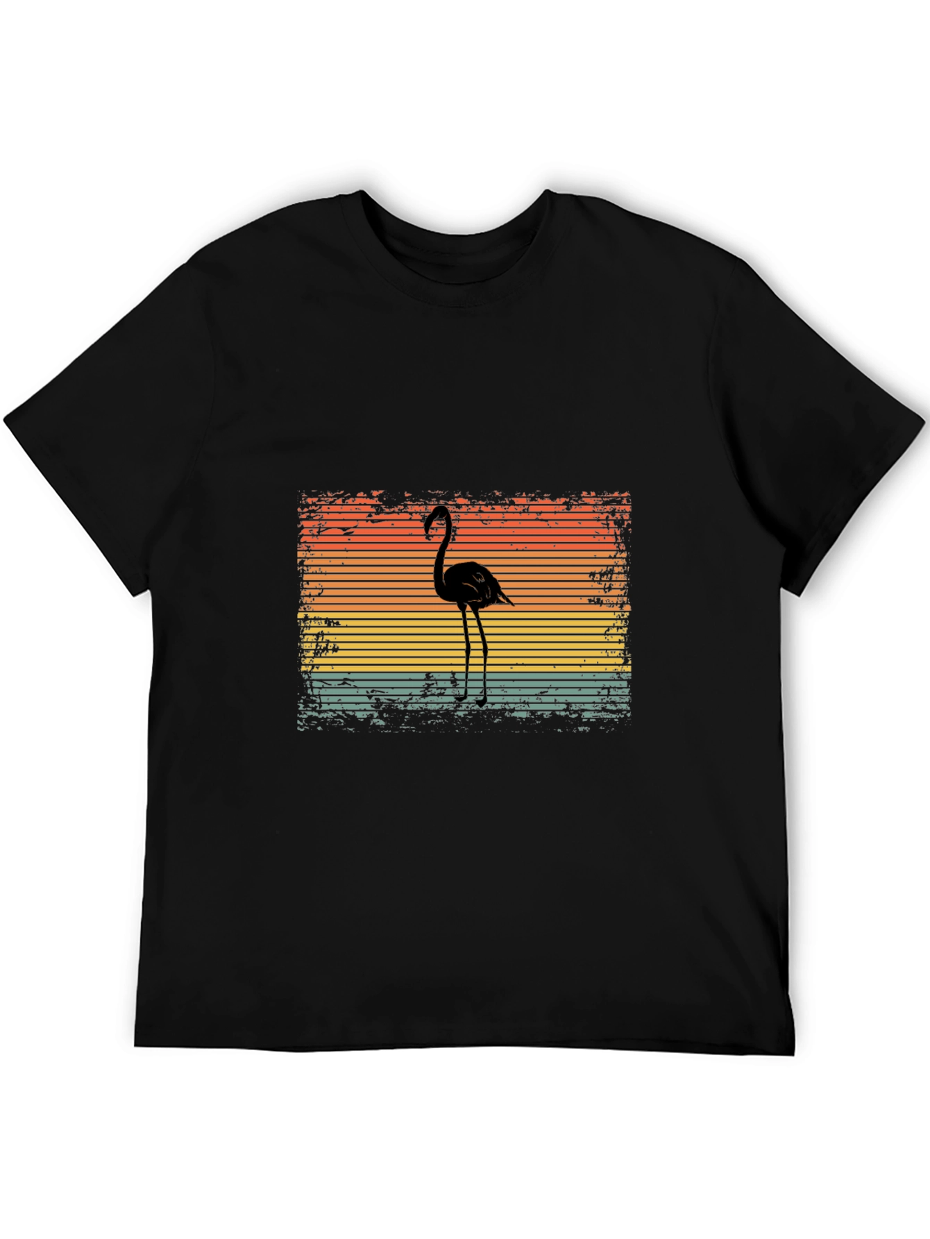 Black Retro Flamingo Graphic T-Shirt - Black view 5