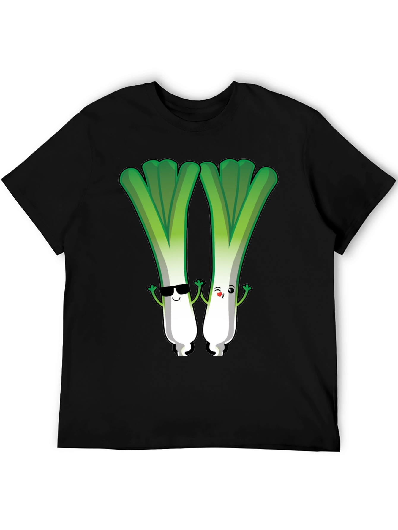 Black Cute Leek Character Graphic Tee view 5