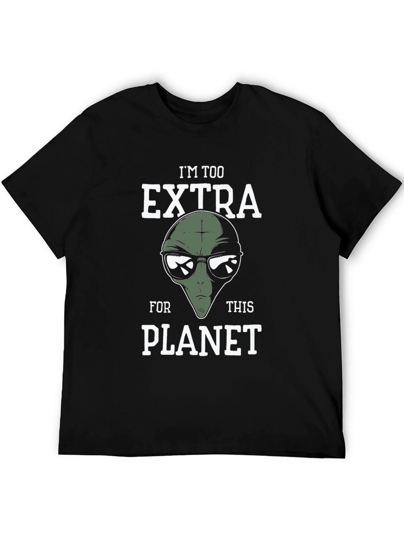 Black I'm Too Extra Alien Graphic T-Shirt view 5