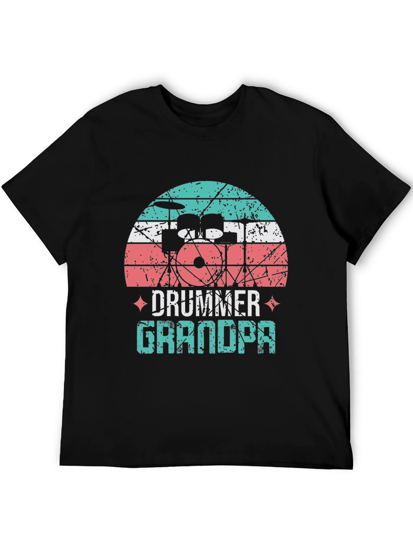 Black Drummer Grandpa T-Shirt - Music Lover Grandfather Tee view 5