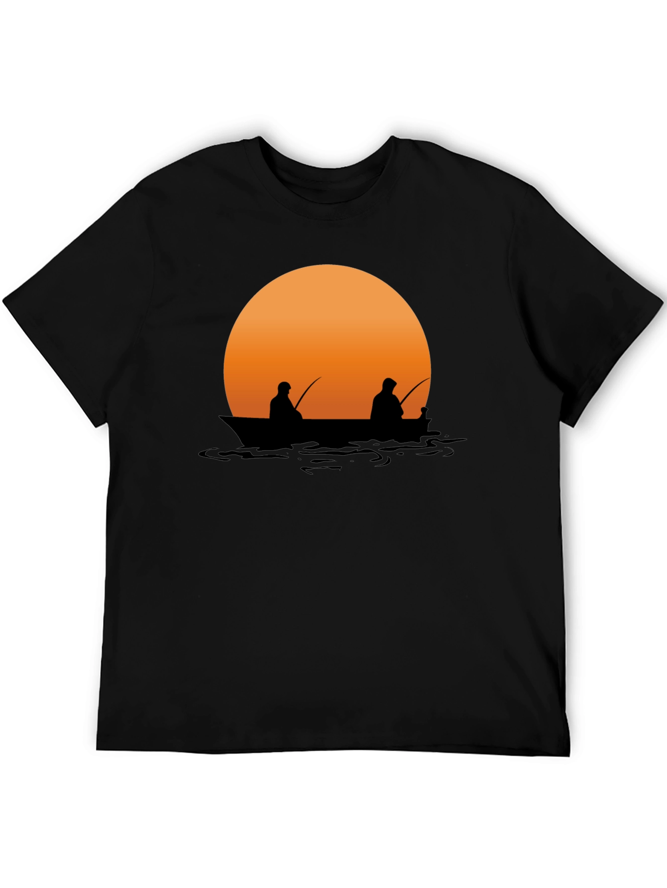 Black Sunset Fishing Graphic Tee - Relaxed Comfort view 5
