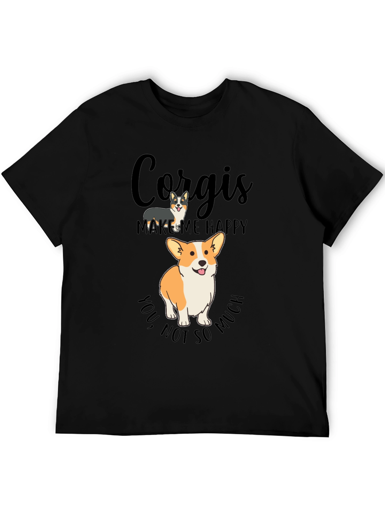 Black Corgi Lover T-Shirt - Makes Me Happy Tee view 5
