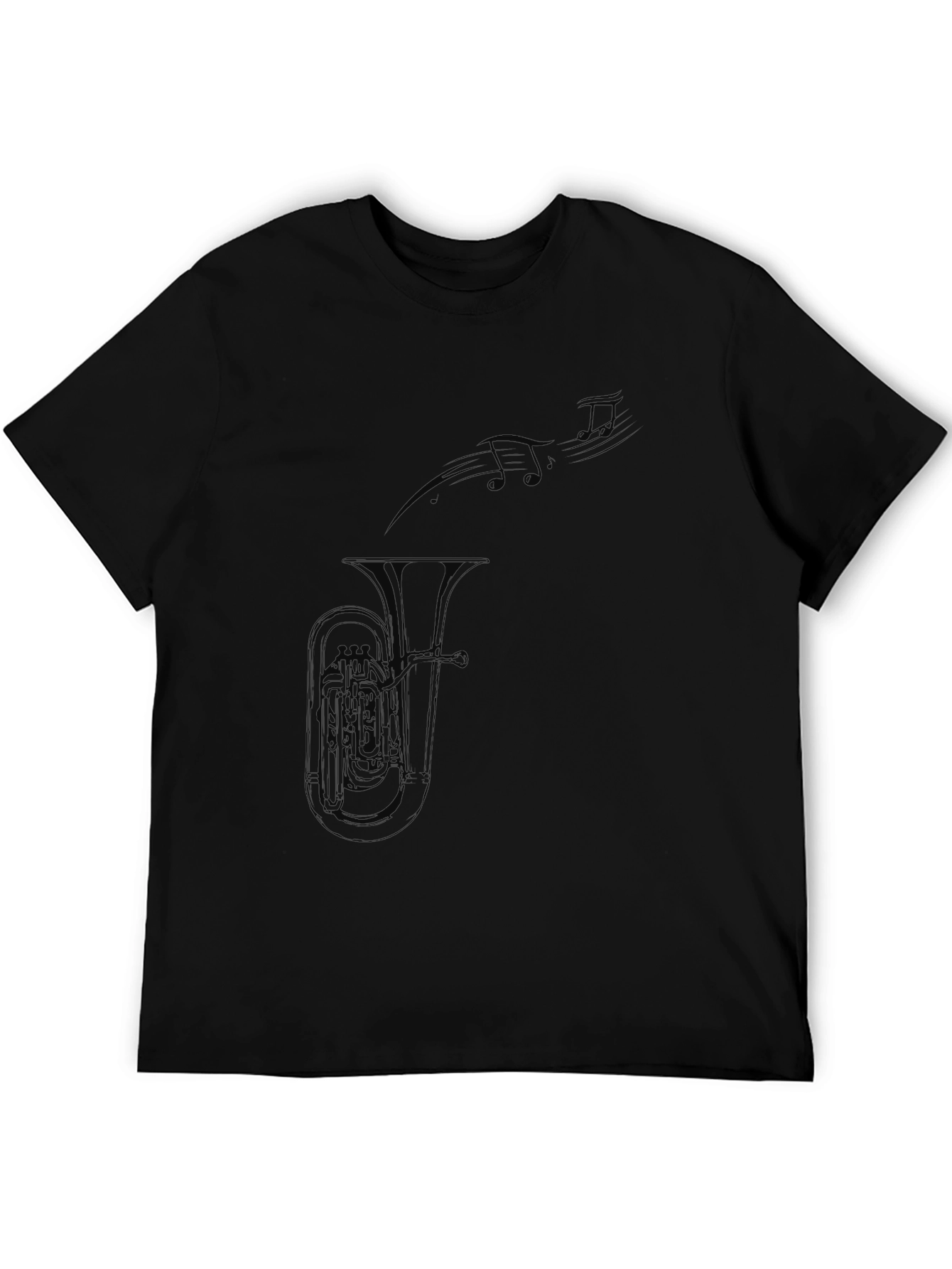 Black Tuba and Music Notes Black T-Shirt view 5