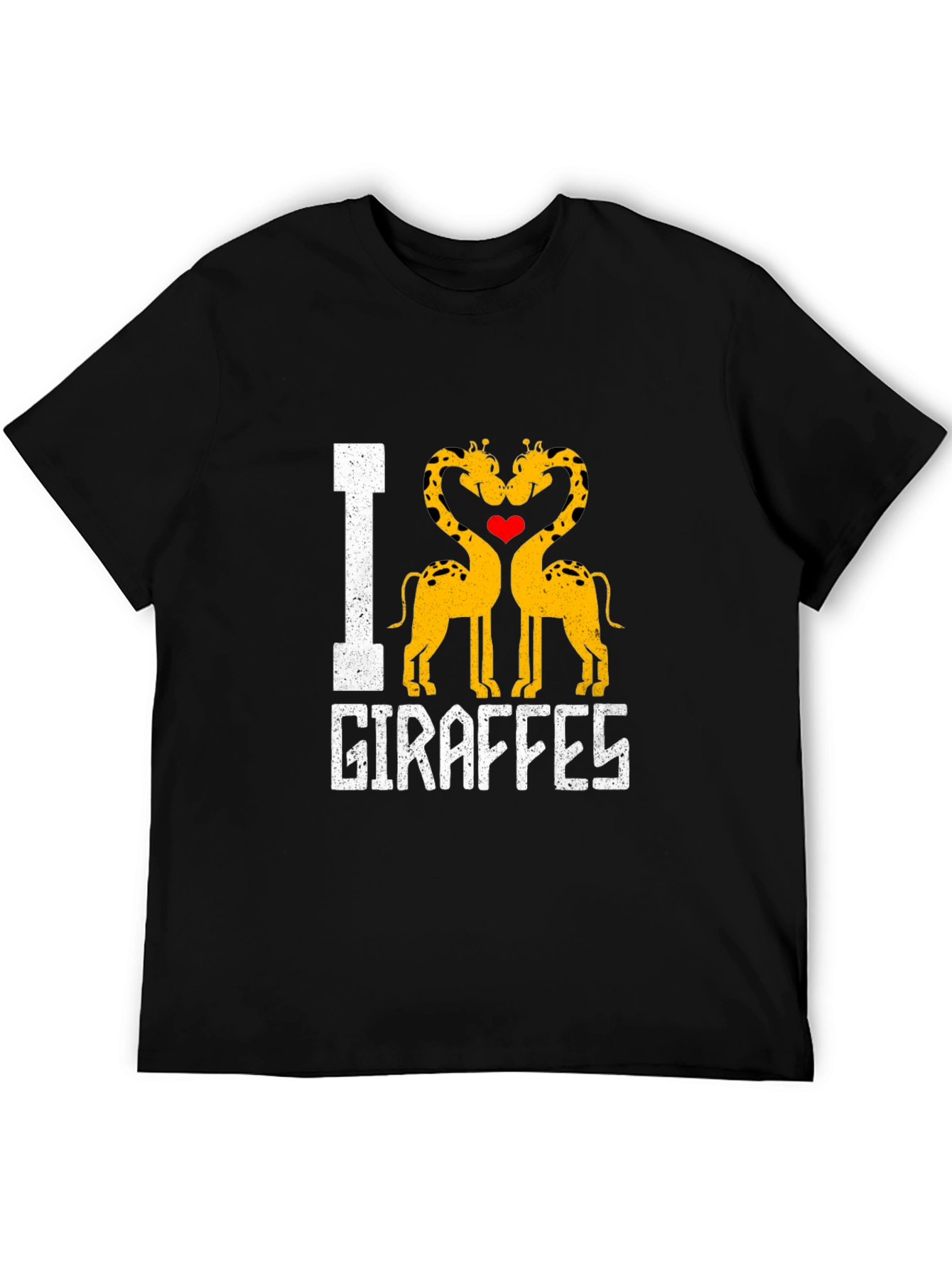 Black I Heart Giraffes Graphic T-Shirt Black Cotton Blend view 5