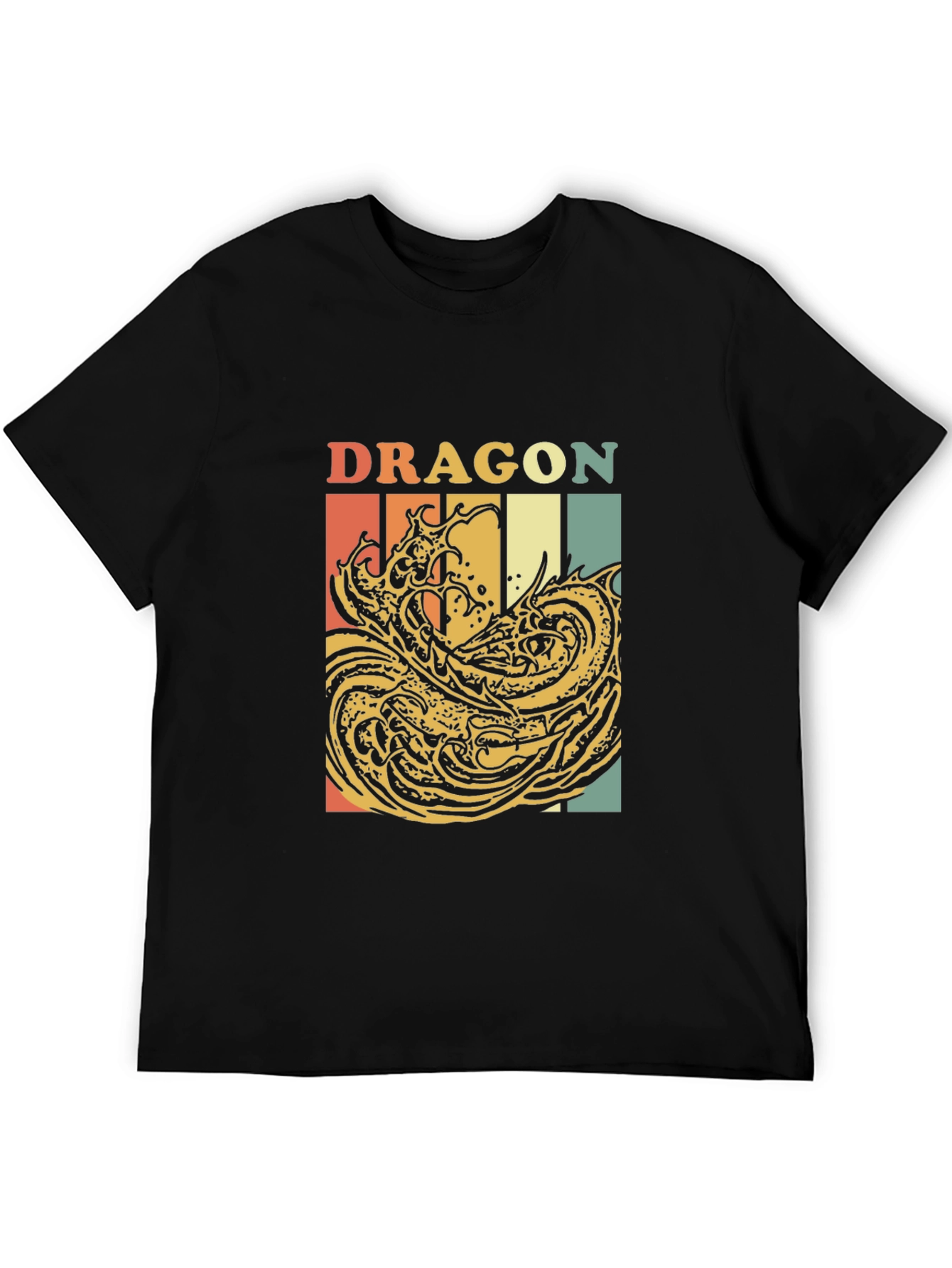 Black Retro Dragon Graphic T-Shirt - Vintage Style Tee view 5