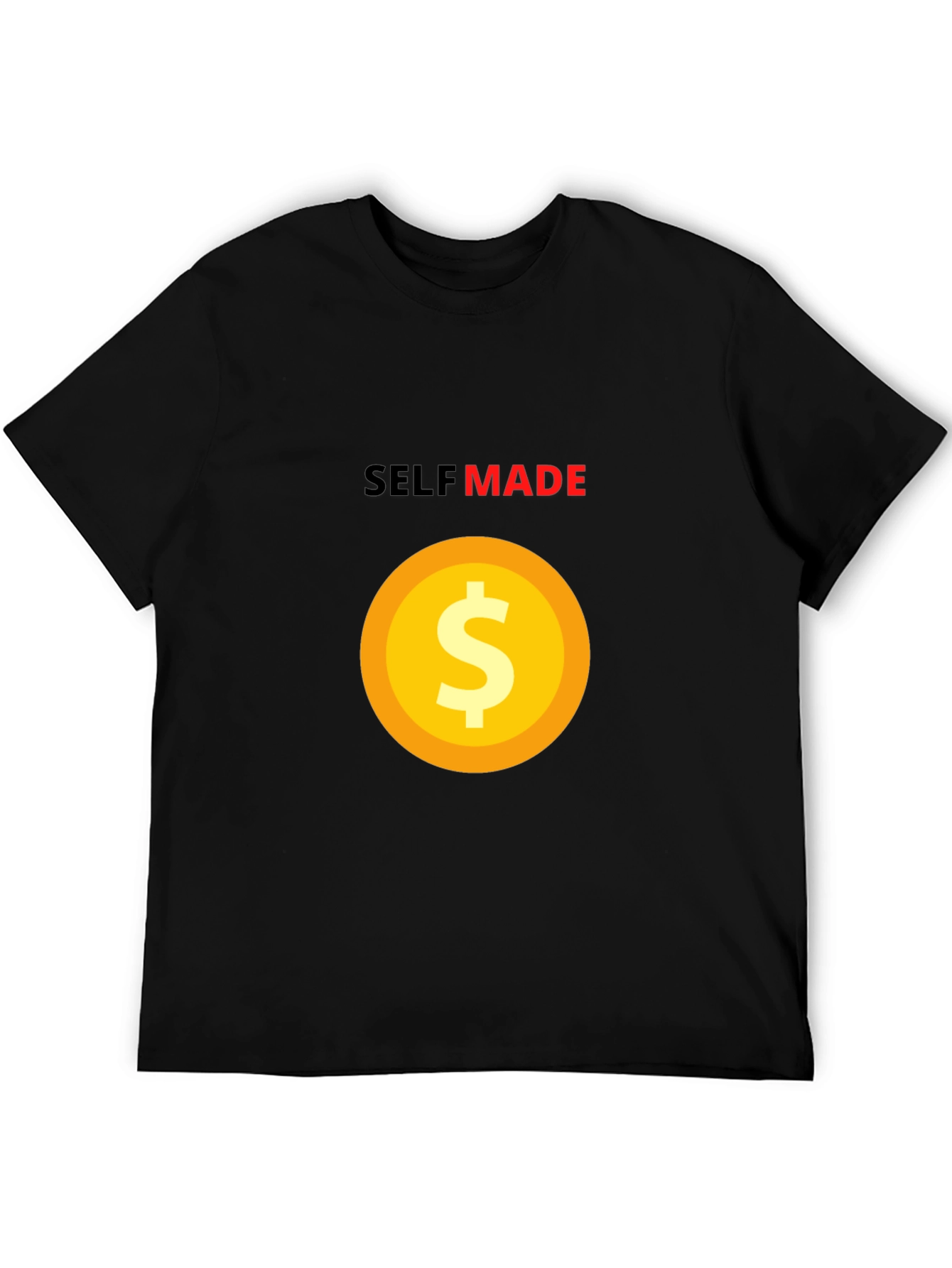 Black Self Made T-Shirt - Gold Dollar Sign - Black Tee view 5