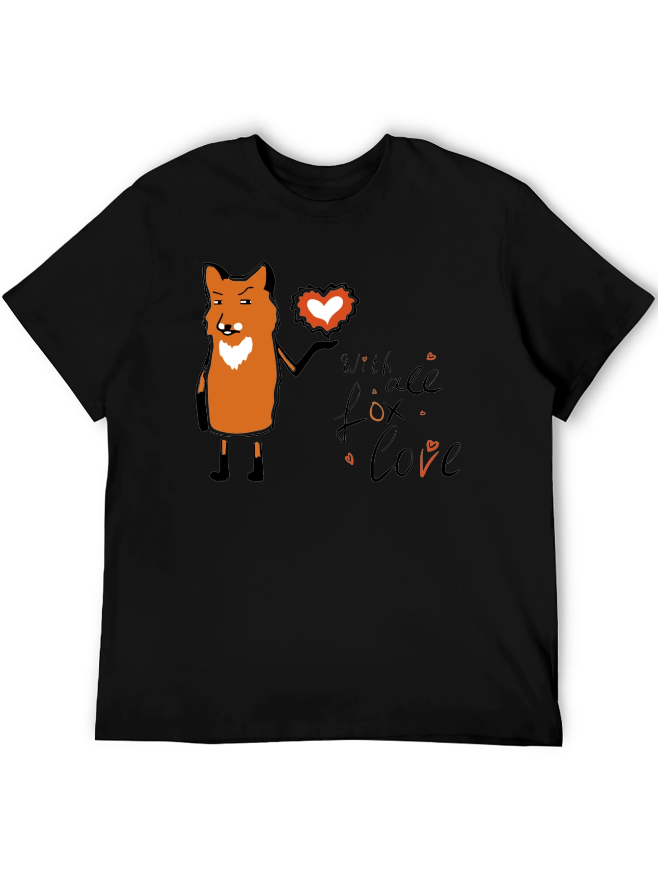 Black Fox With All My Love Black T-Shirt view 5