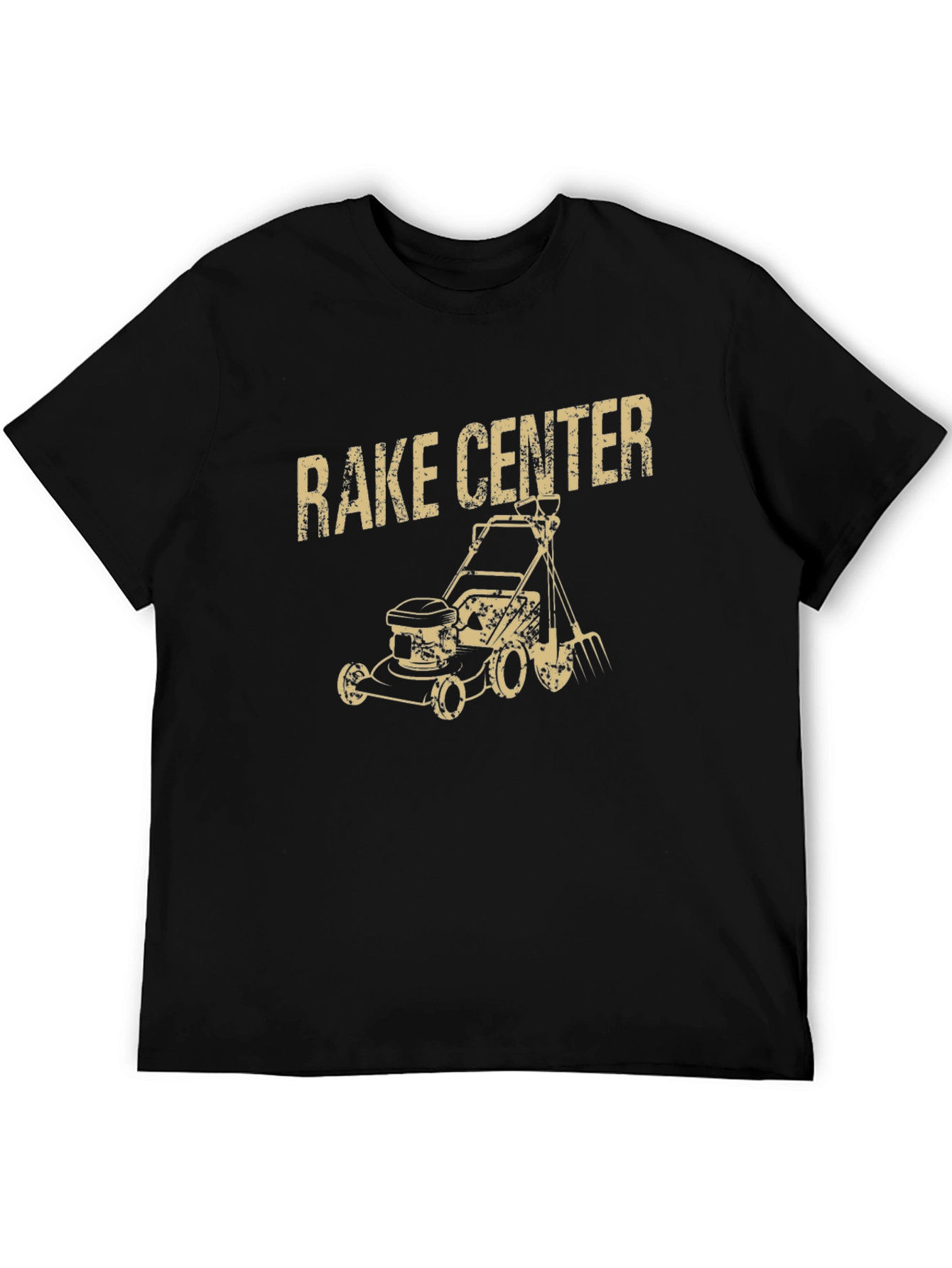 Black Rake Center Funny Graphic T-Shirt view 5