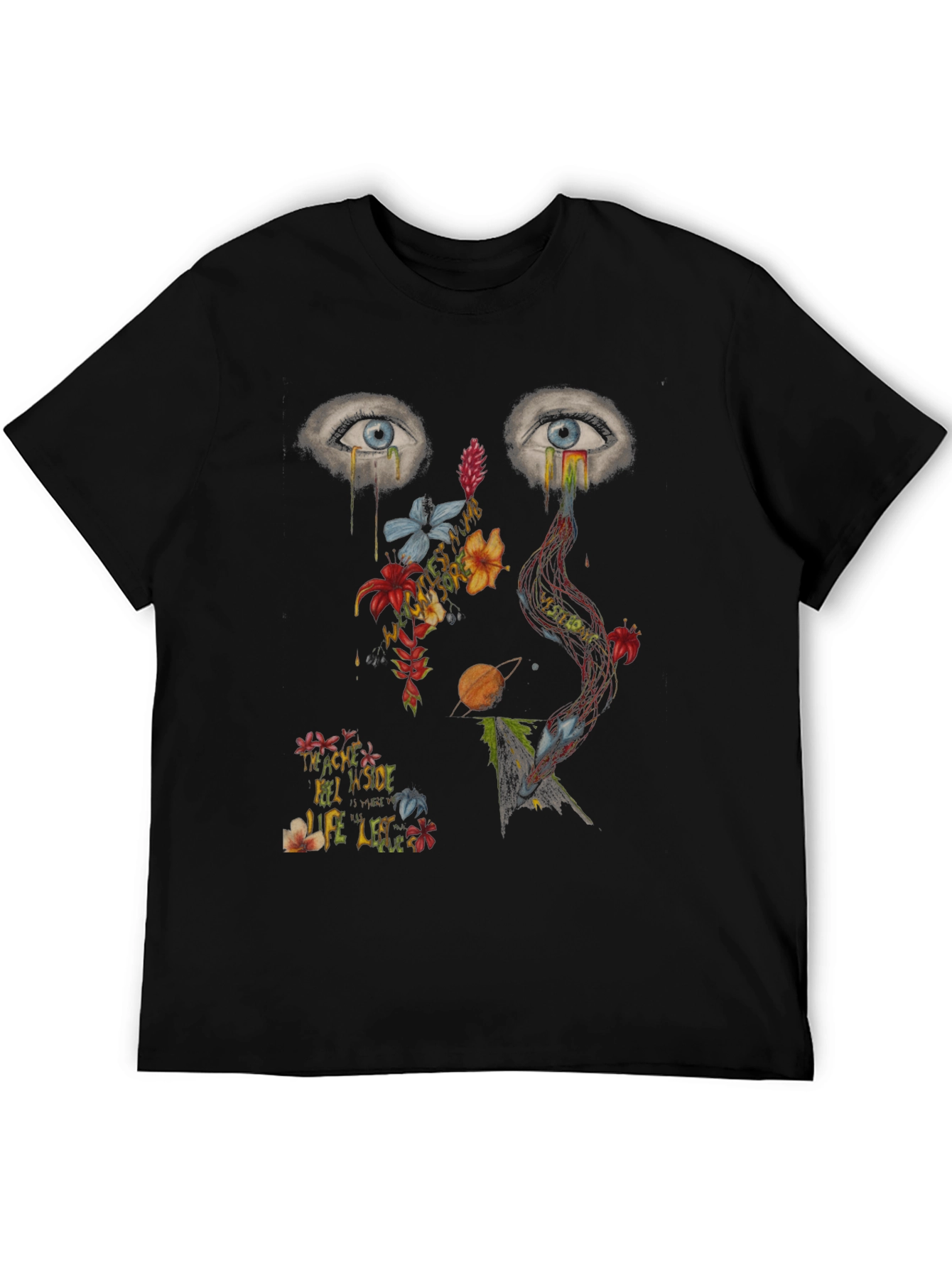 Black Artistic Graphic Print Men's T-Shirt view 5
