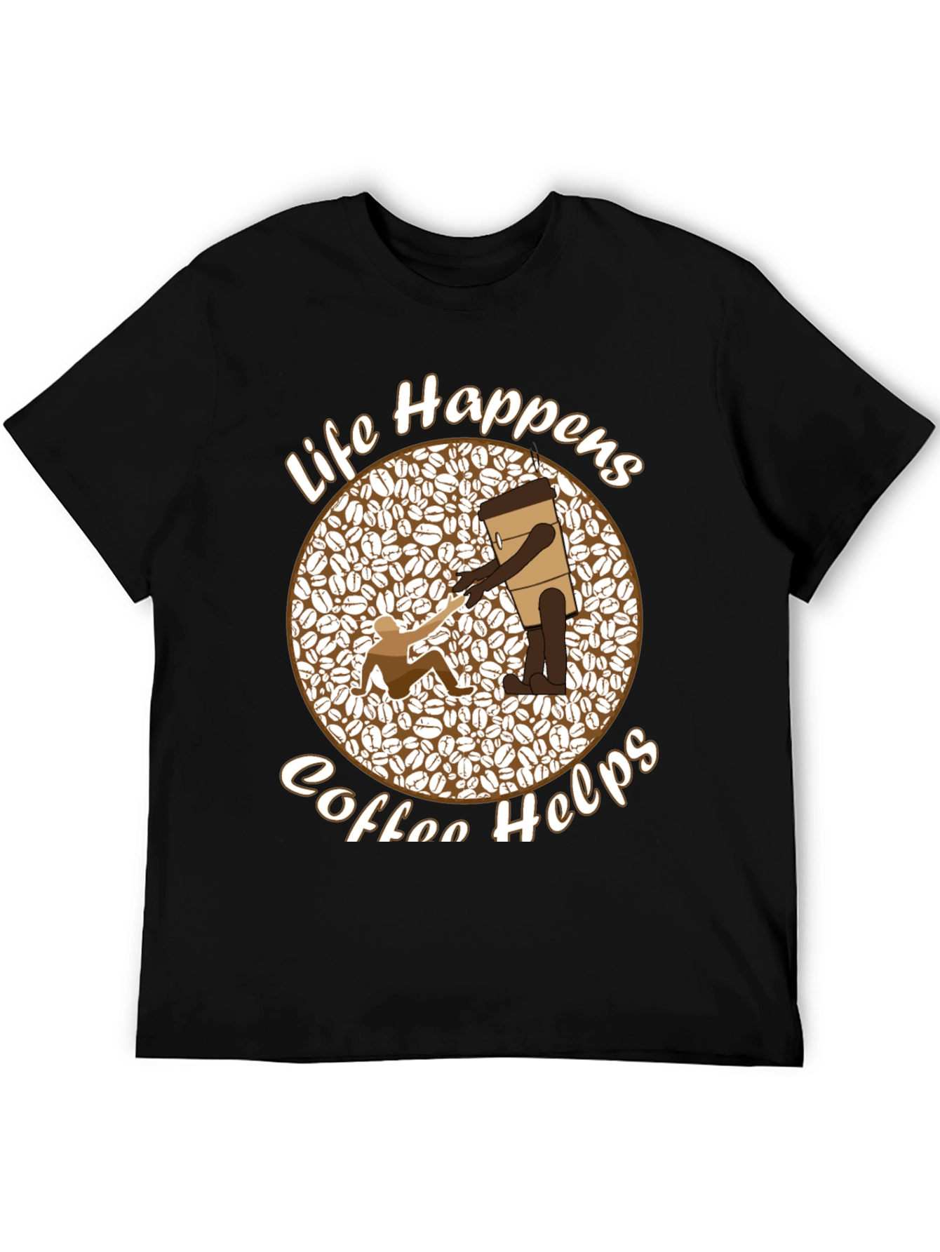 Black Life Happens Coffee Helps Graphic Tee view 5