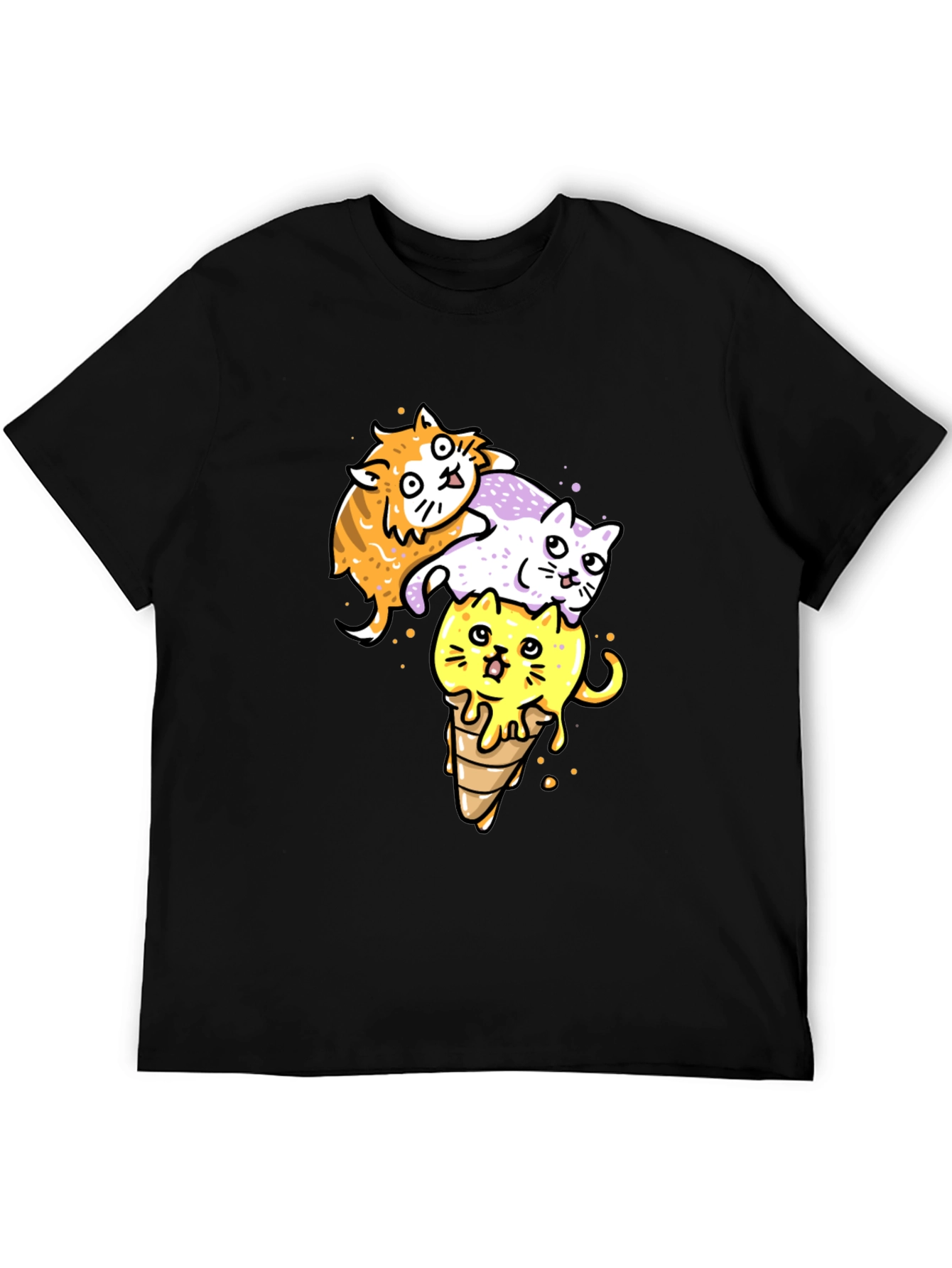 Black Cats Ice Cream T-Shirt, Fun Graphic Tee view 5
