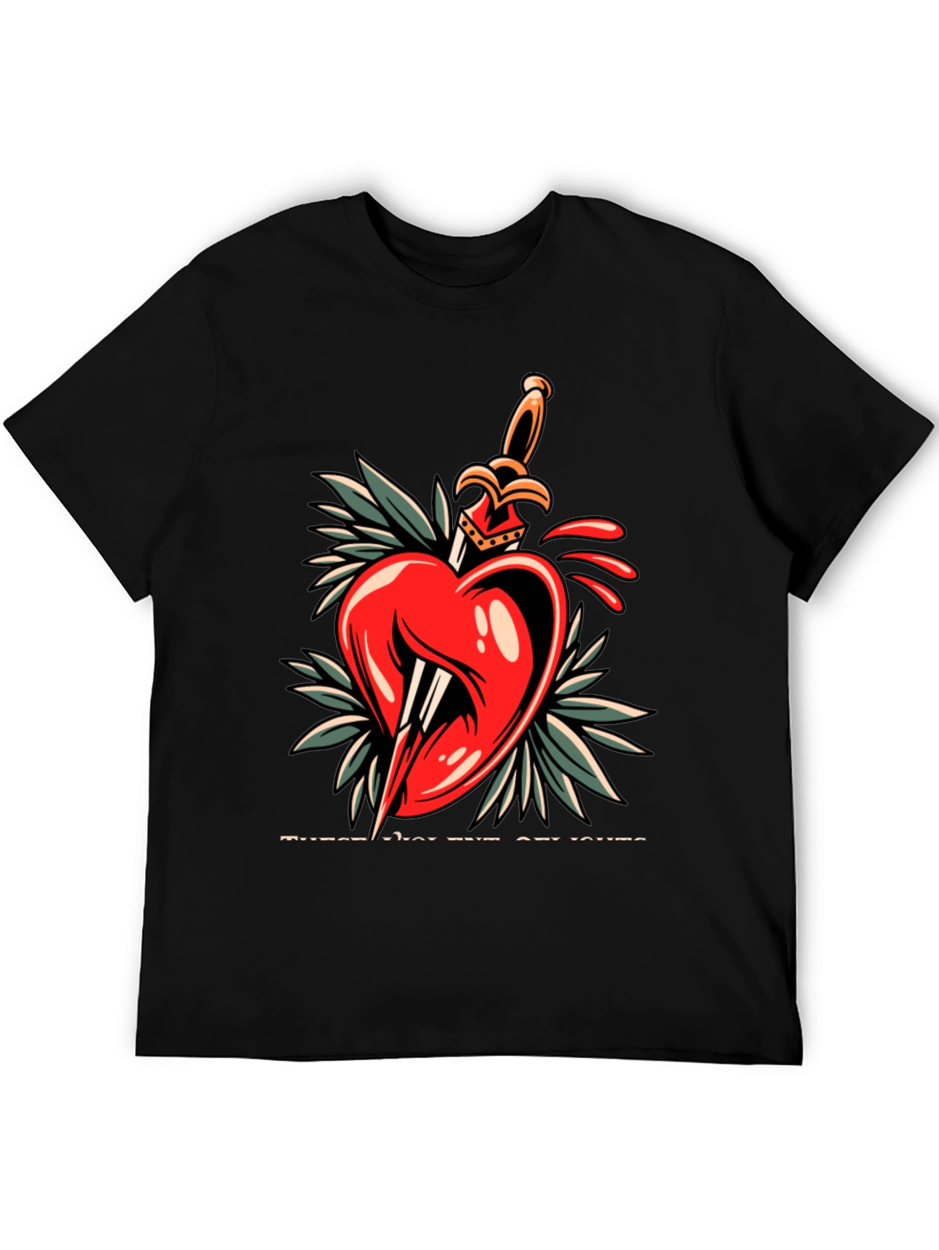 Black Heart & Dagger Graphic Tee - Edgy Streetwear Style view 5