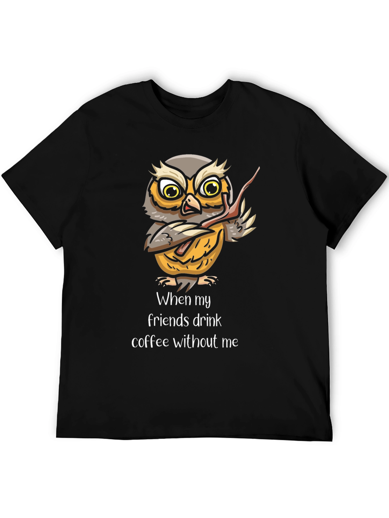 Black Funny Owl Coffee T-Shirt view 5