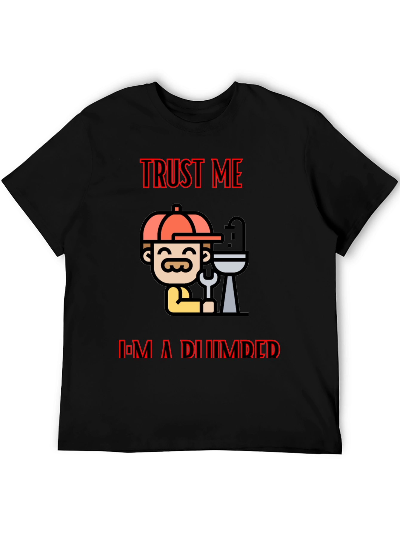 Black Trust Me I'm A Plumber Black T-Shirt view 5