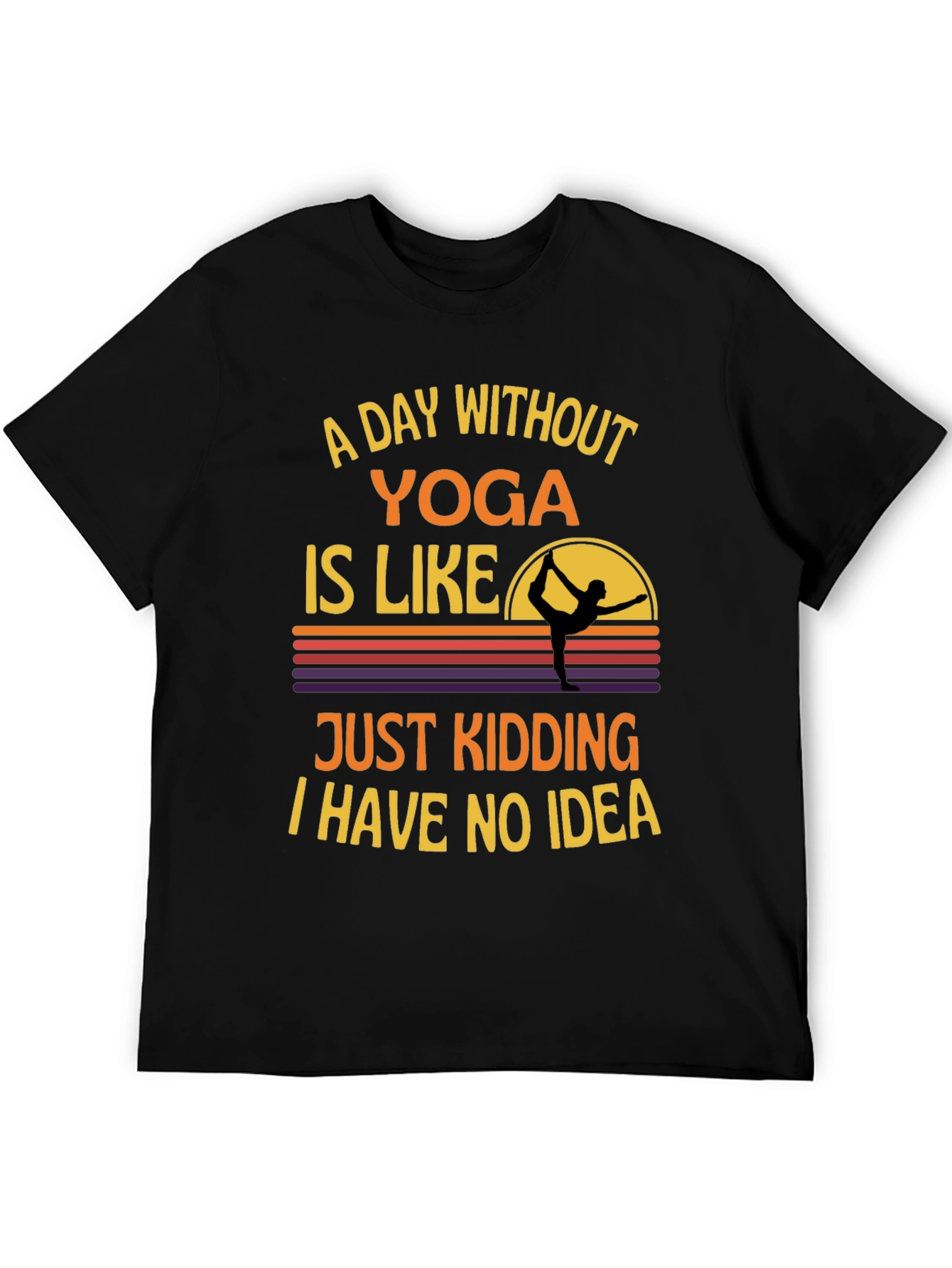 Black Yoga Humor Graphic Tee - A Day Without Yoga T-Shirt view 5