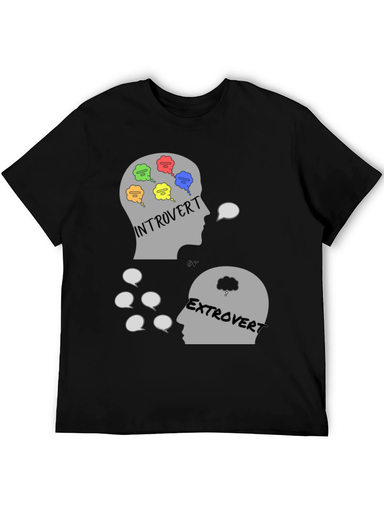 Black Introvert vs. Extrovert Graphic Tee view 5