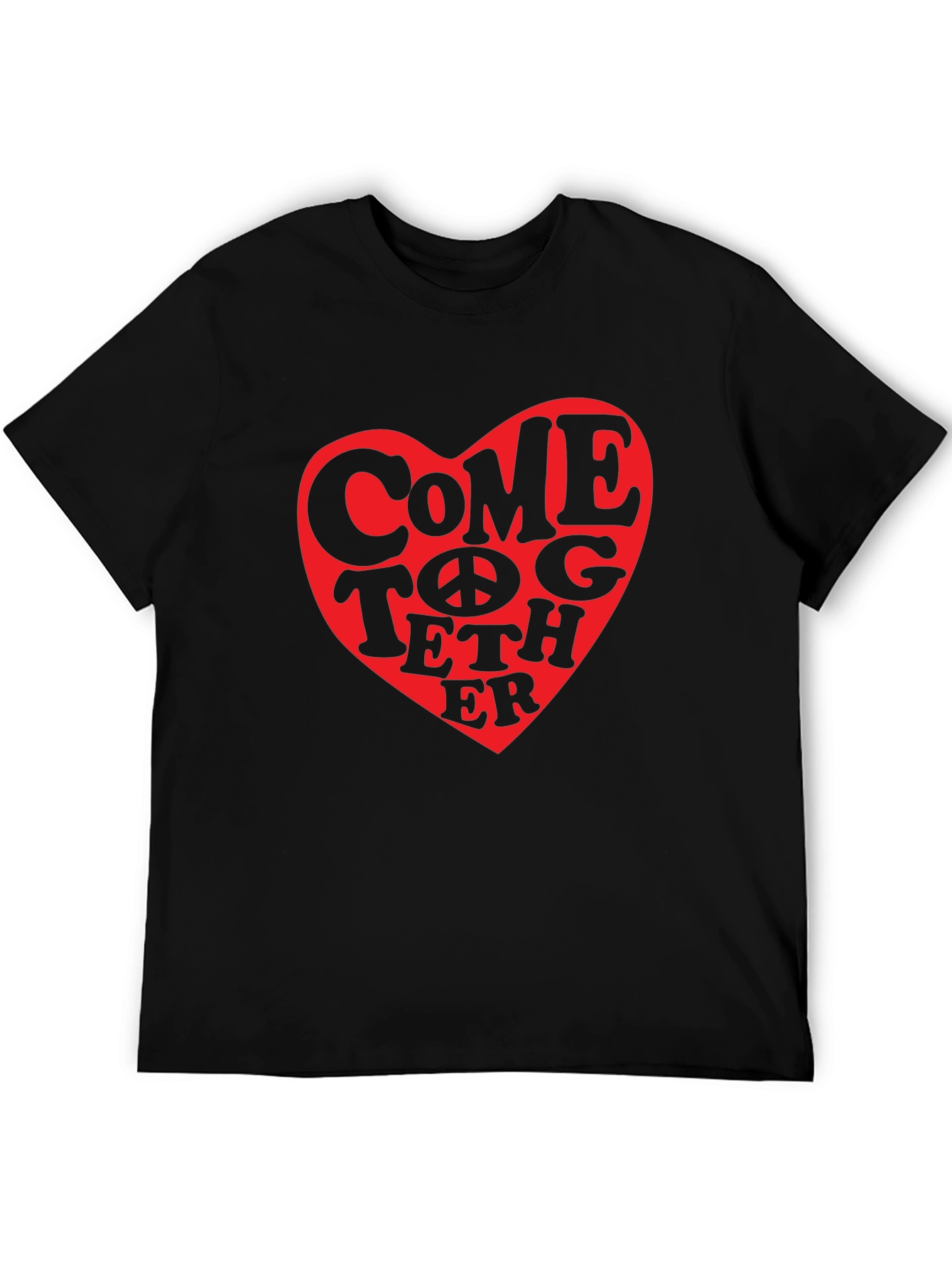 Black Come Together Heart Graphic T-Shirt view 5
