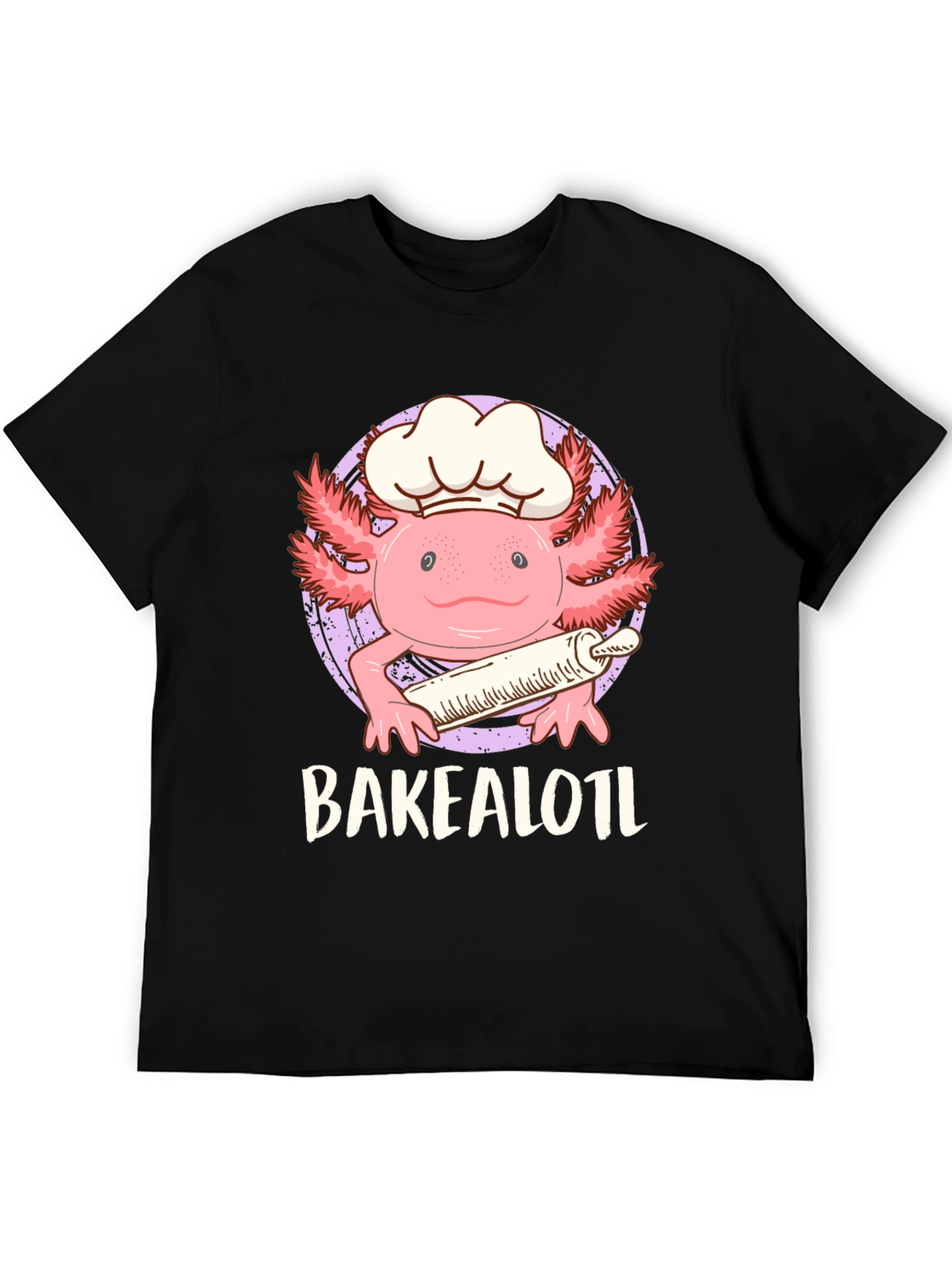 Black Bakealotl Axolotl Chef T-Shirt - Cute Baking Tee view 5