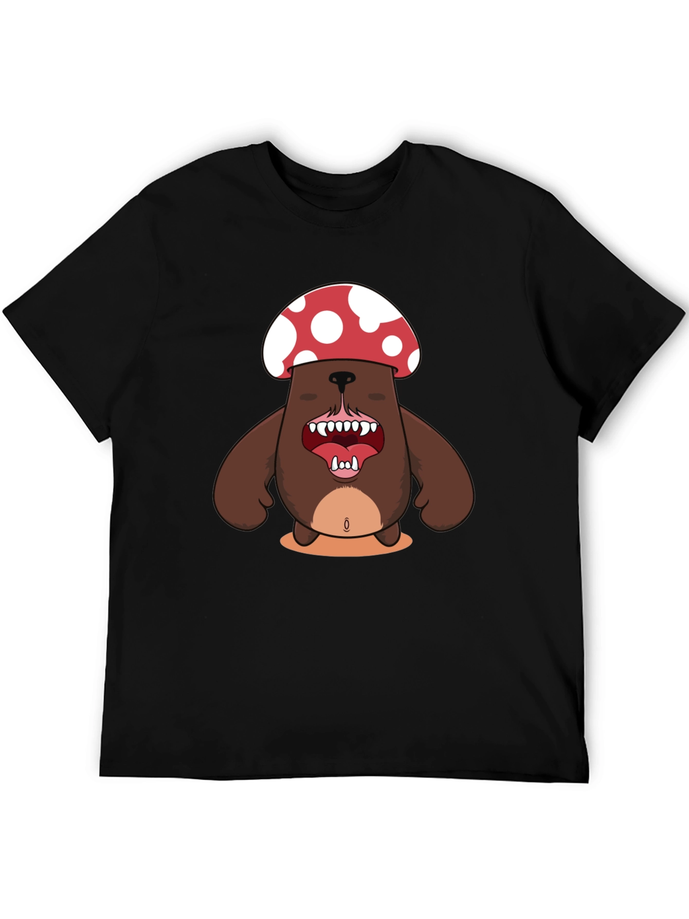 Black Mushroom Bear Graphic Tee - Unique Funny Design view 5