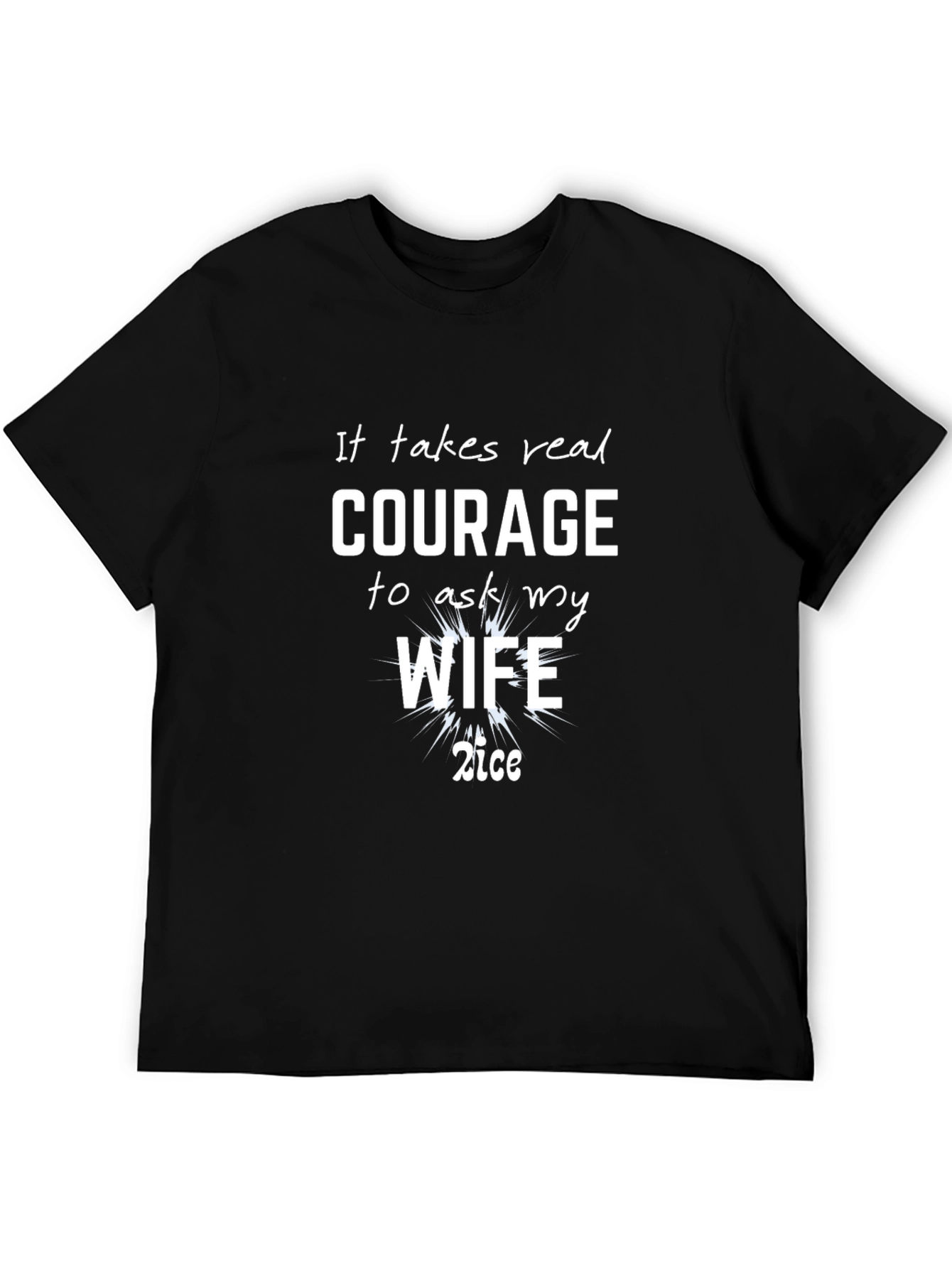 Black Courageous Wife Humor T-Shirt - Black view 5