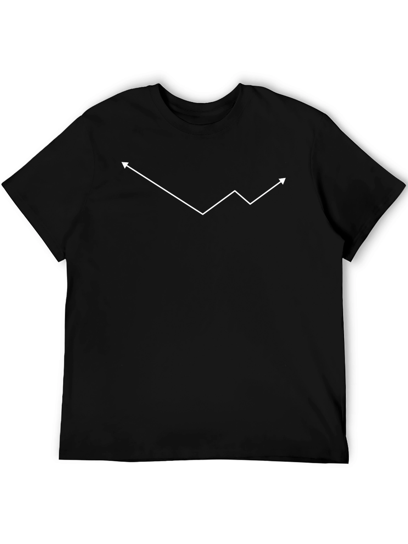Black Men's Black T-Shirt with White Stock Market Line Graphic view 5