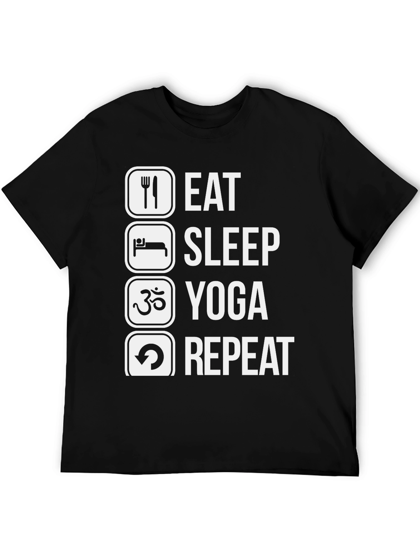 Black Eat Sleep Yoga Repeat Black T-Shirt view 5