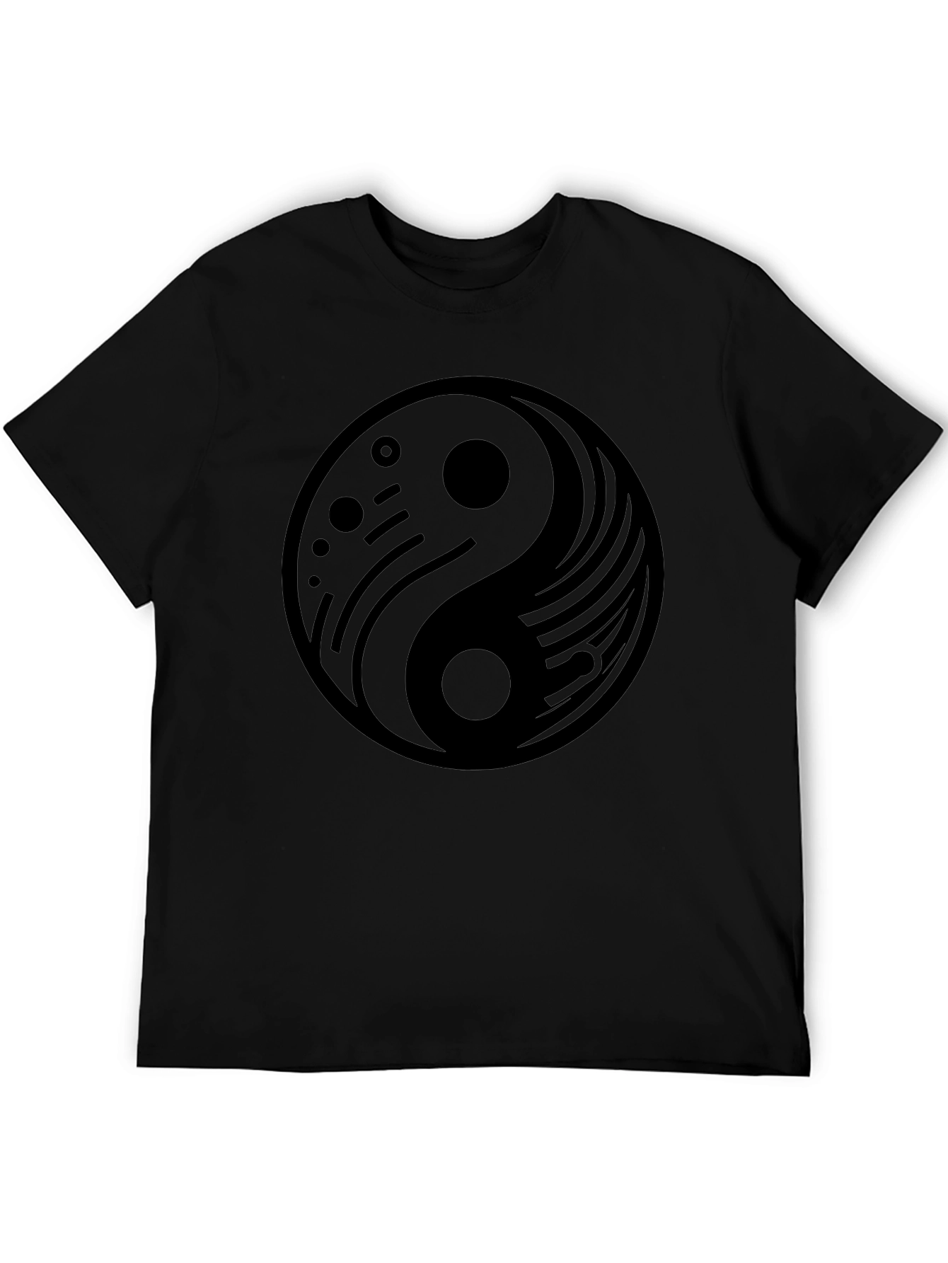 Black Yin Yang Graphic Black T-Shirt view 5