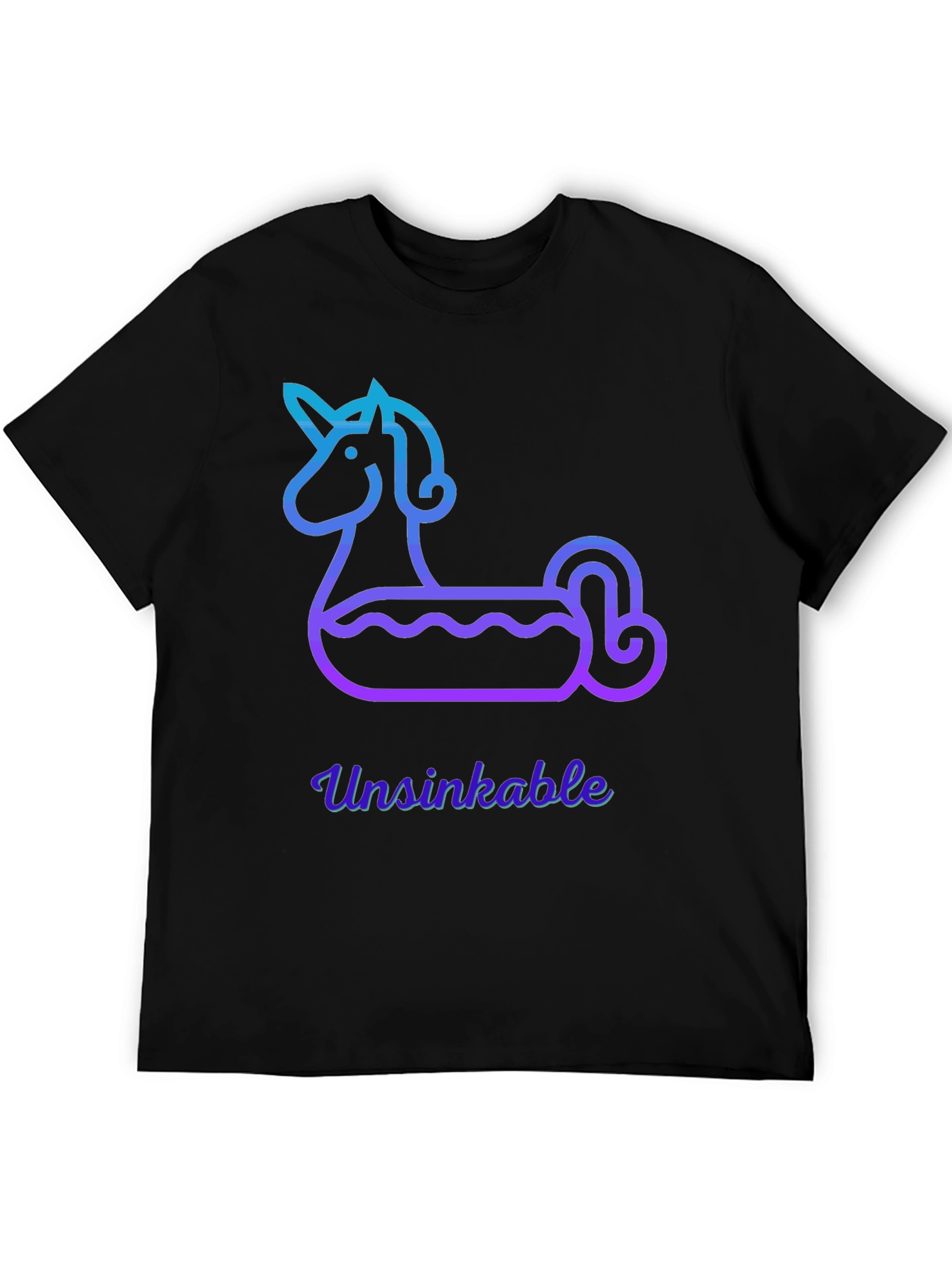 Black Unsinkable Unicorn Pool Float Tee view 5