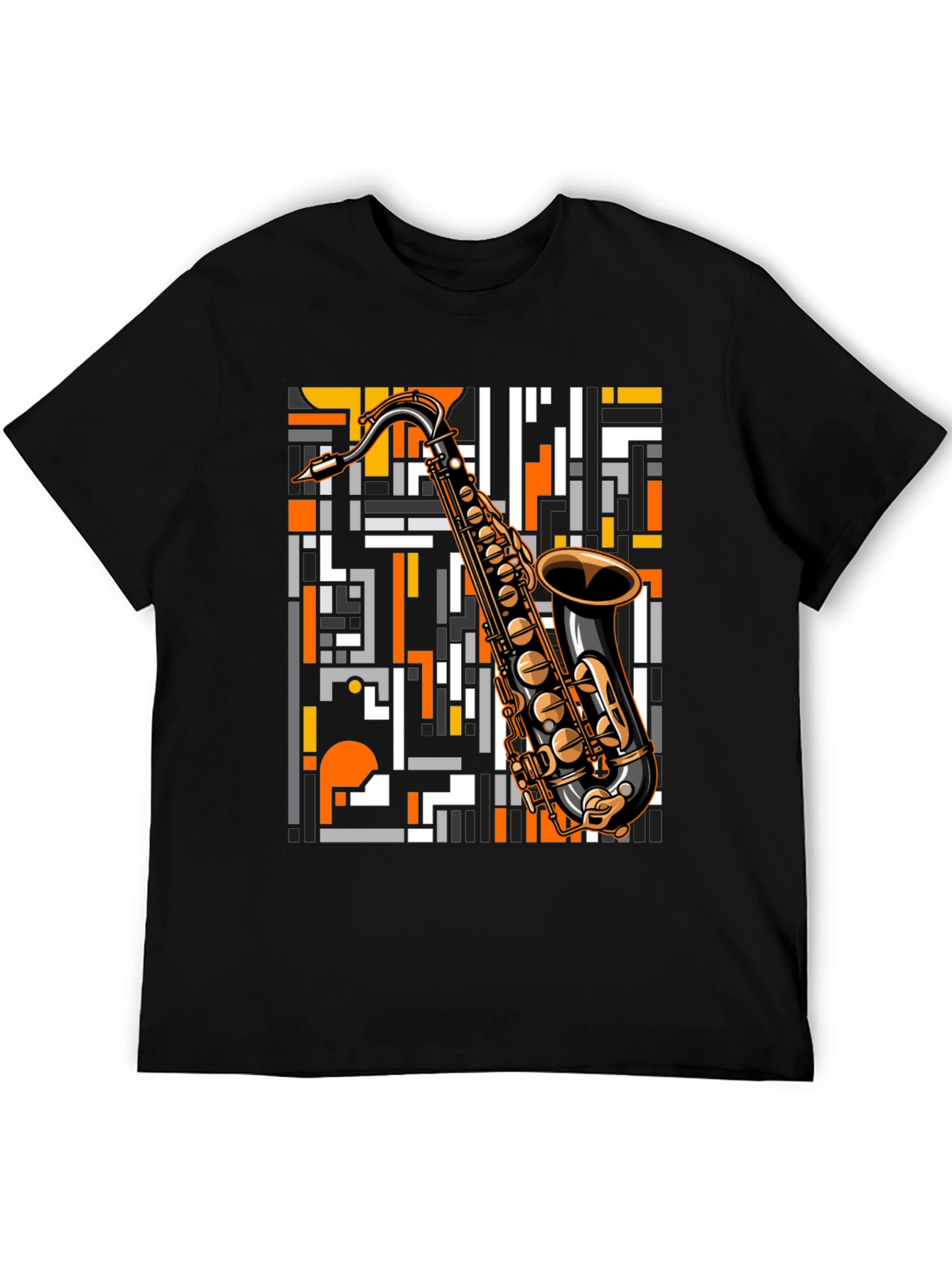 Black Saxophone Graphic Print T-Shirt - Black view 5