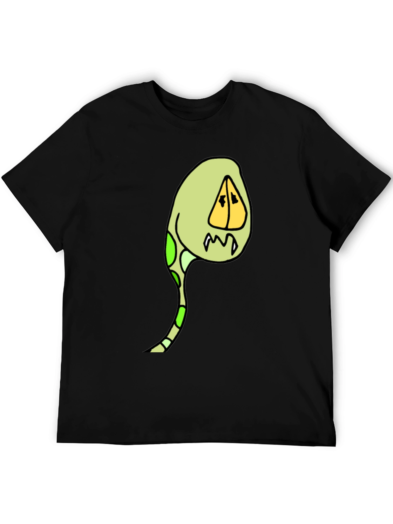 Black Cartoon Creature Graphic Tee - Black Cotton Blend view 5