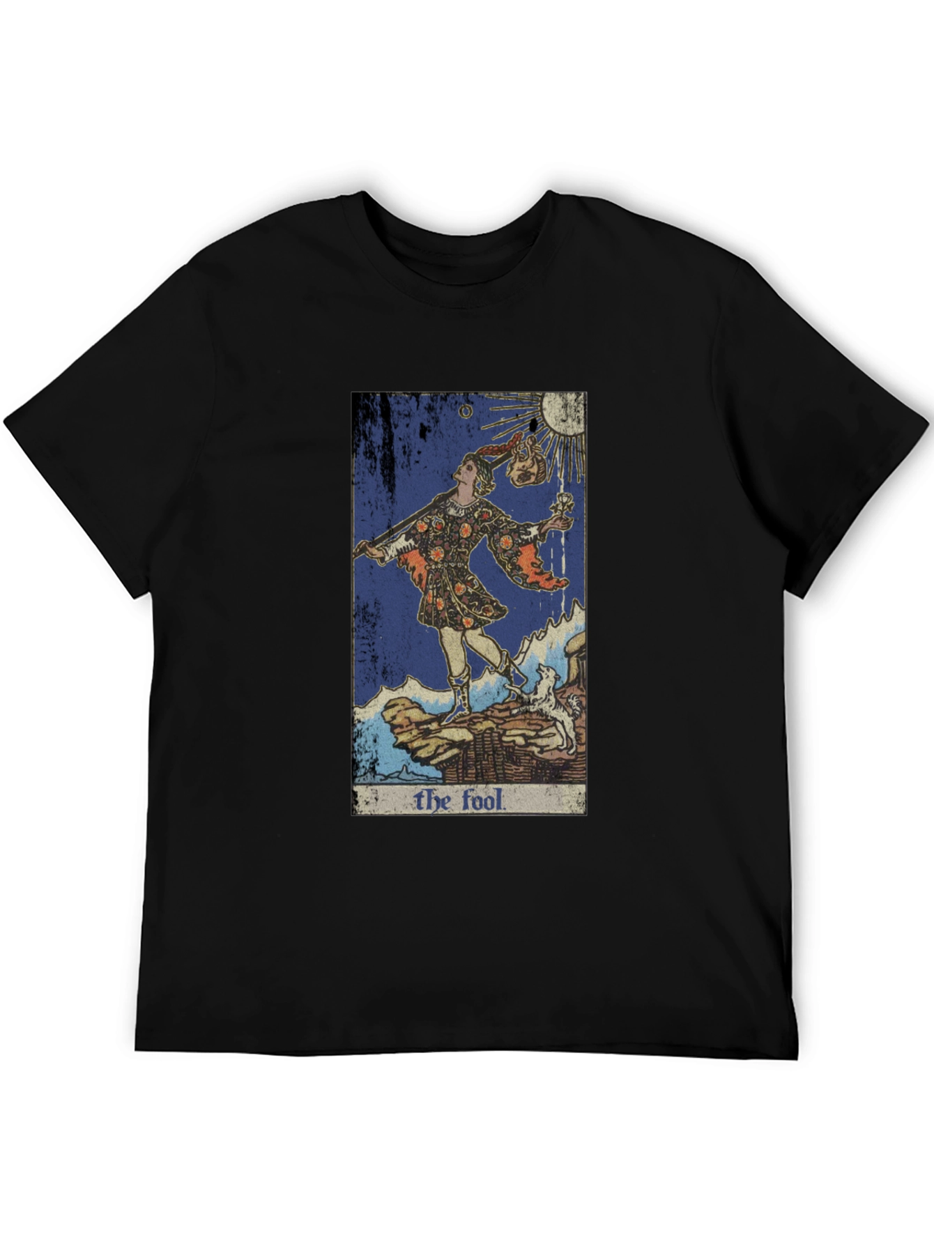 Black The Fool Tarot Card Graphic Tee - Unique Design view 5