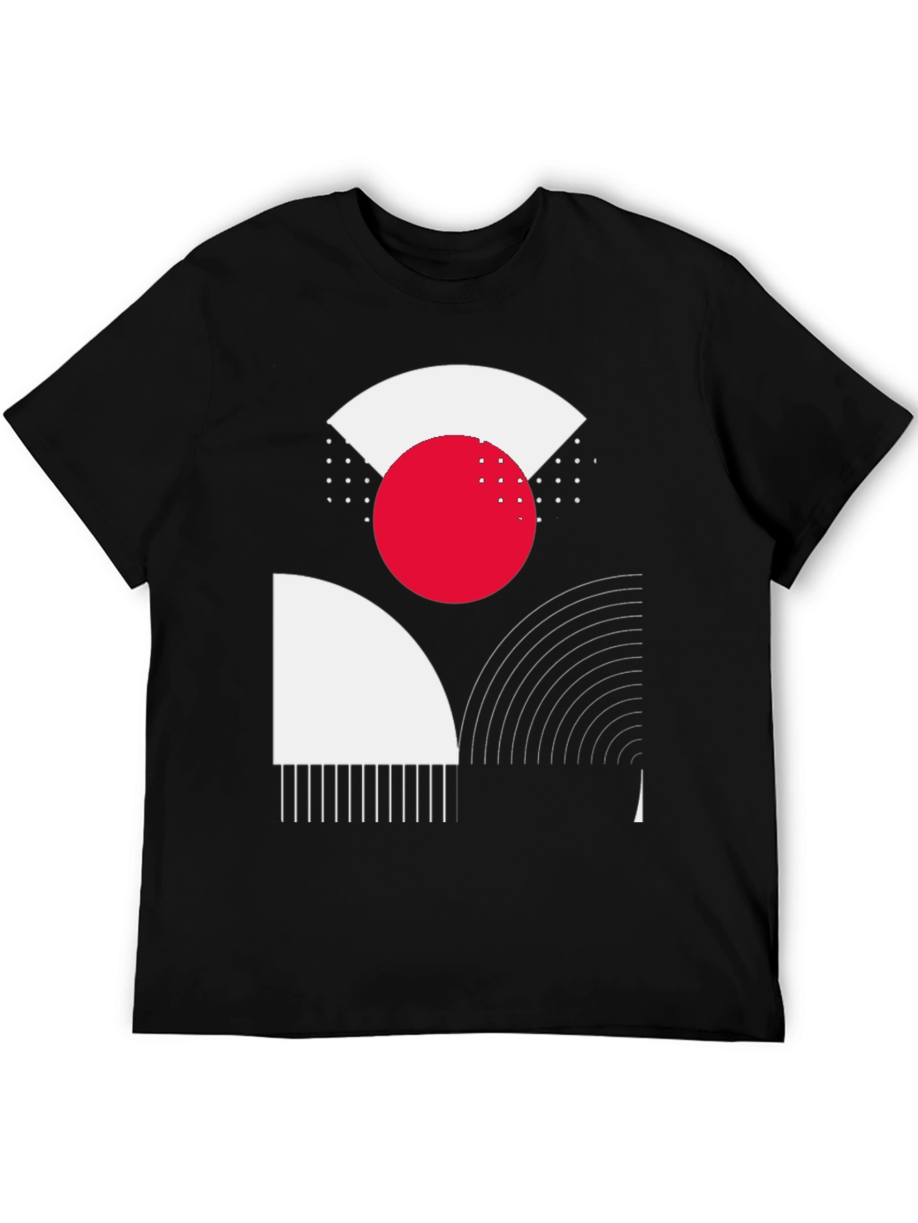 Black Abstract Geometric Graphic Print Black T-Shirt view 5
