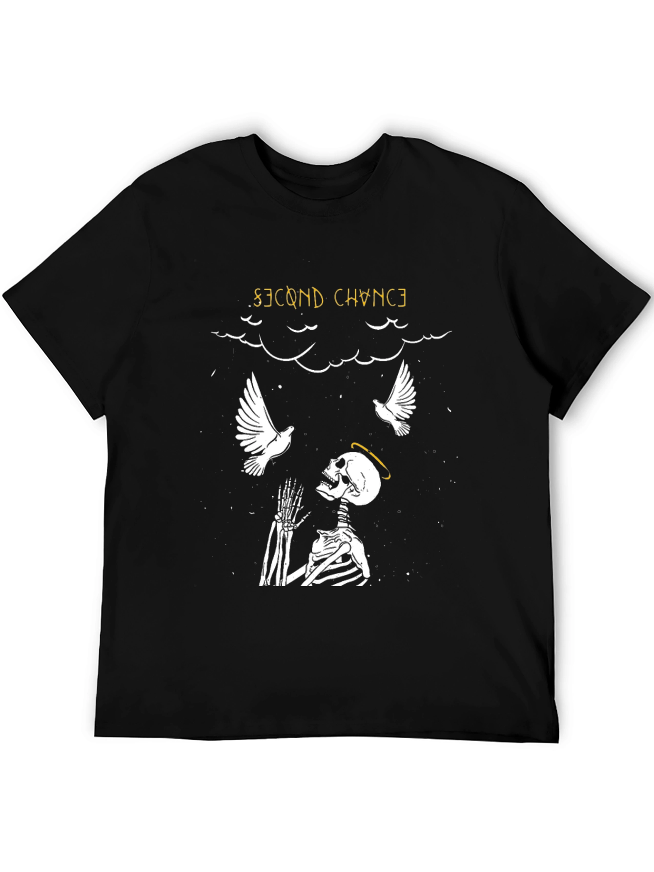 Black Second Chance Skeleton Graphic T-Shirt - Stylish and Unique! view 5