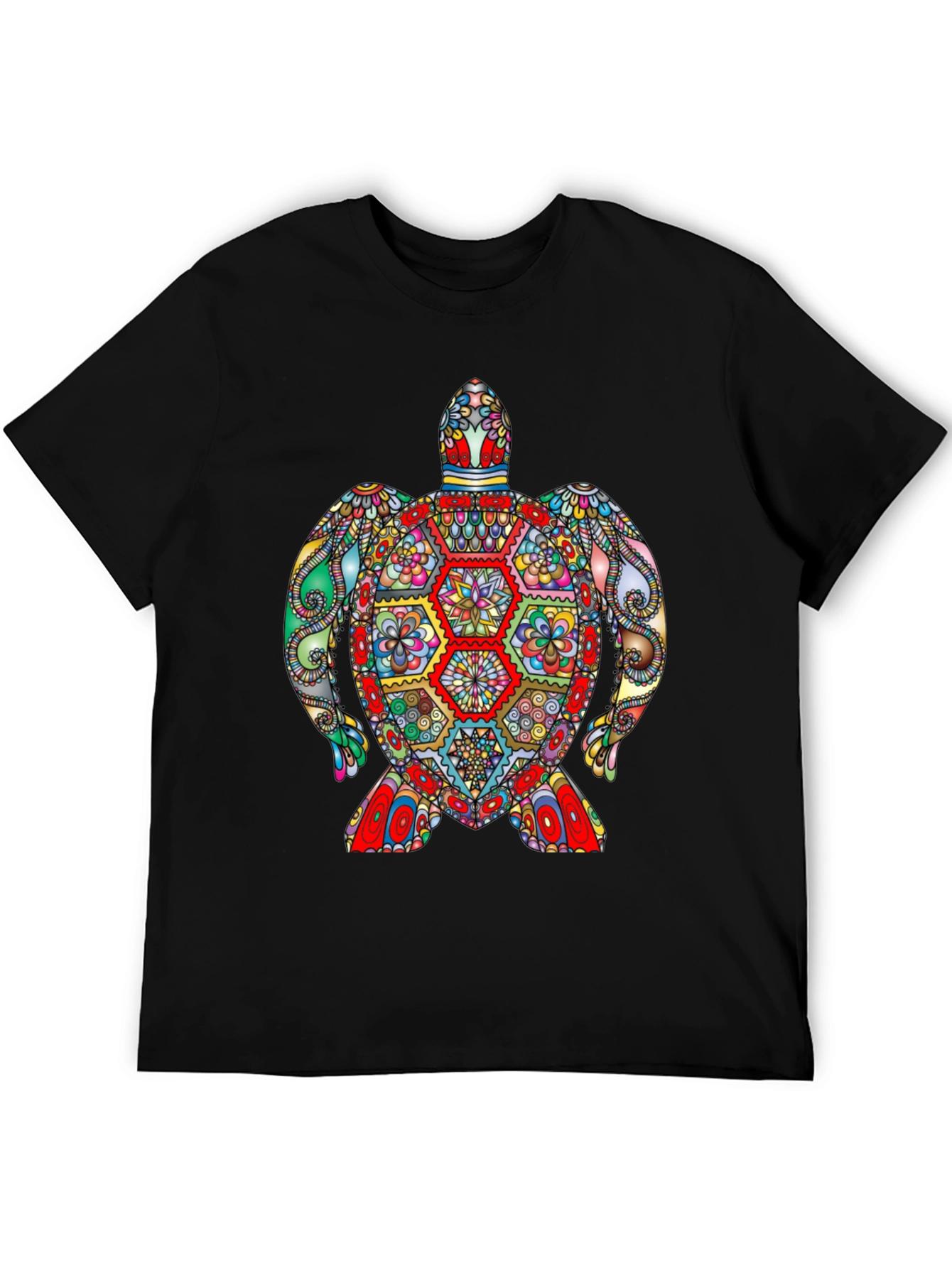 Black Colorful Turtle Graphic Tee - Quirky Design view 5