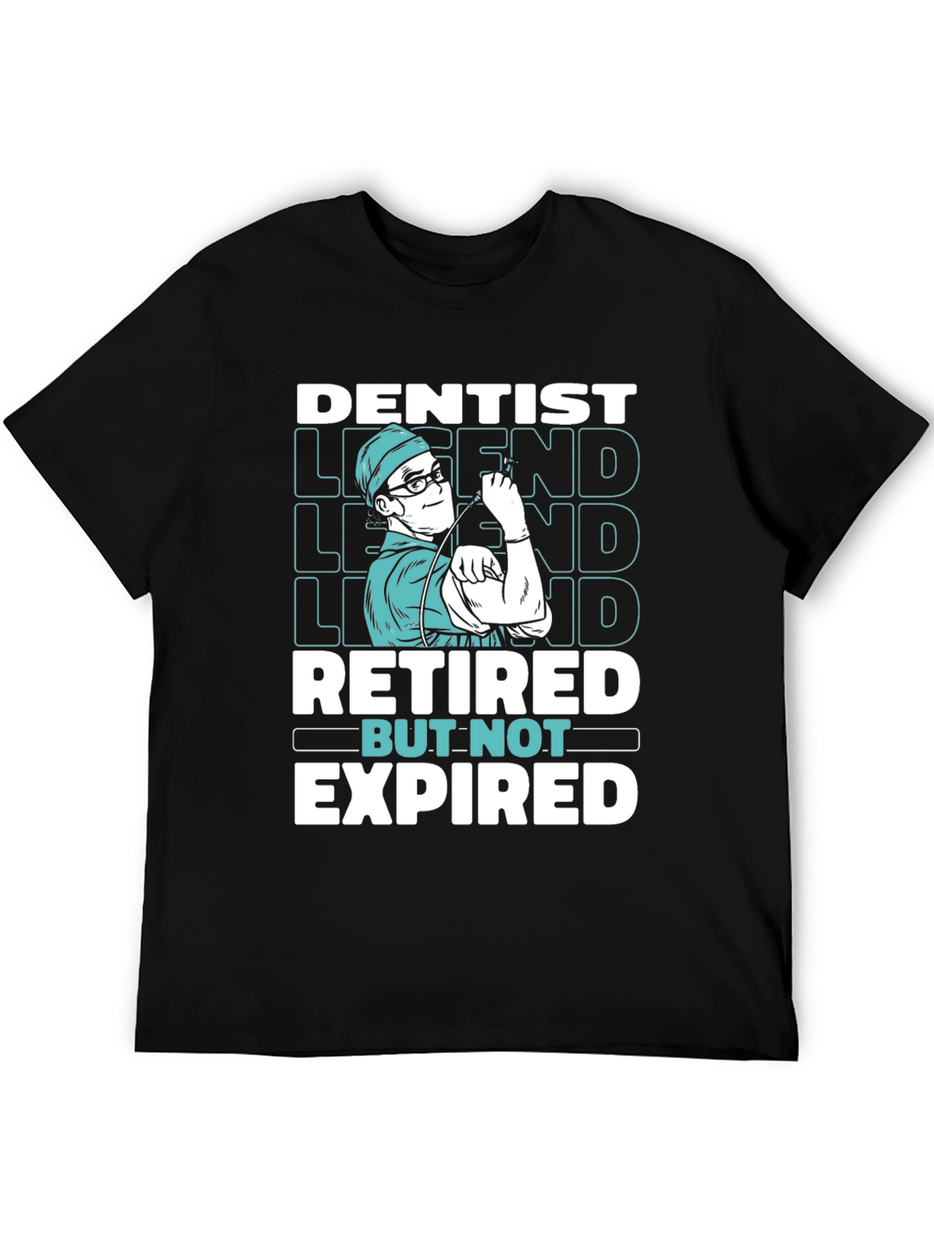 Black Dentist Legend Retired But Not Expired Graphic T-Shirt view 5
