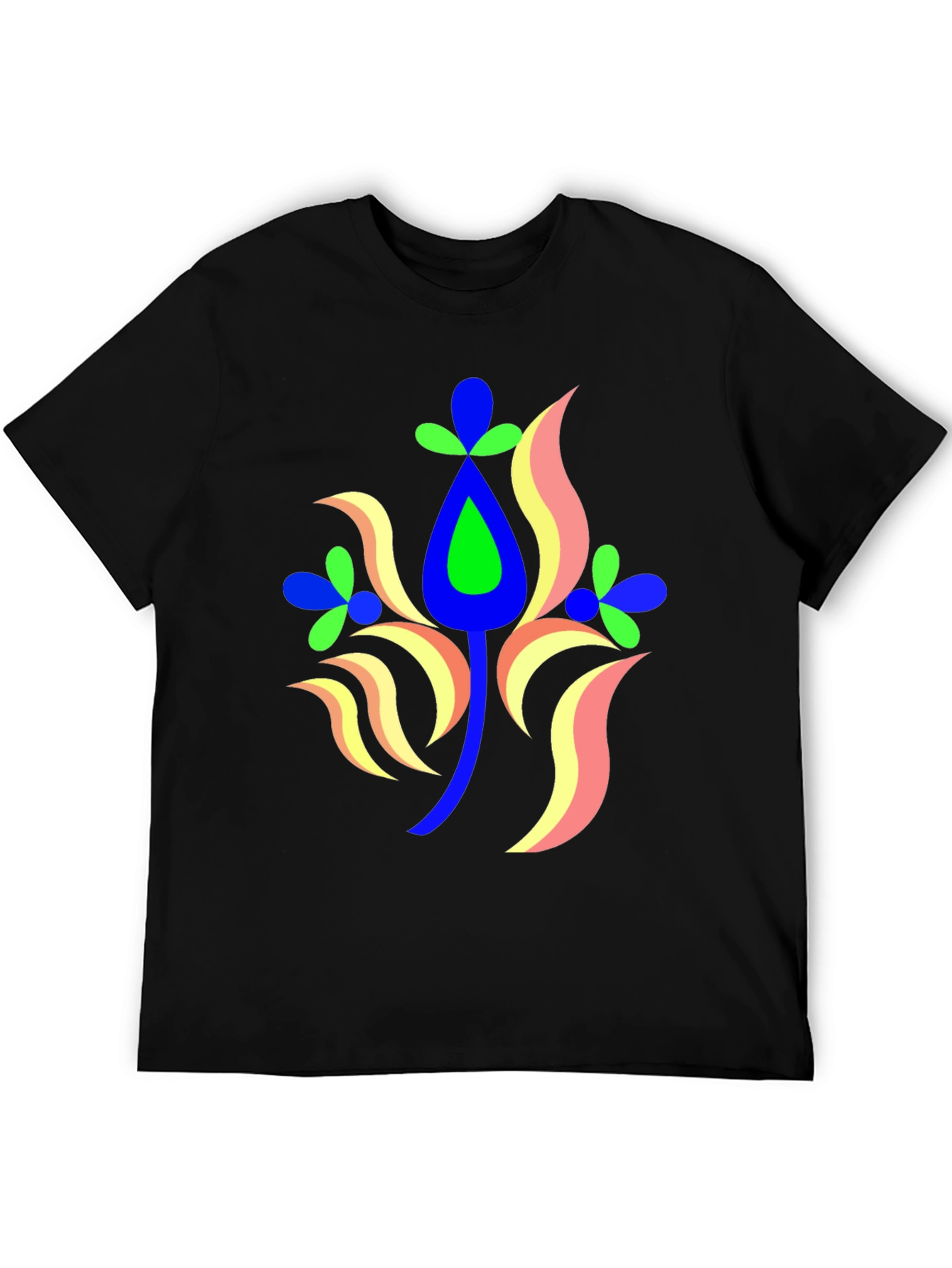 Black Abstract Floral Graphic Tee view 5