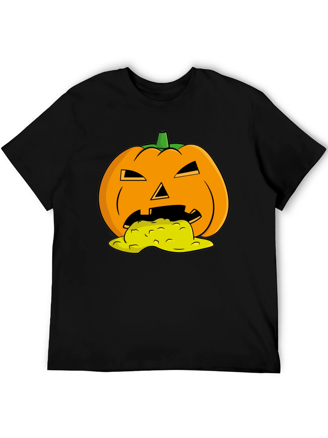 Black Halloween Pumpkin Vomit Graphic Tee - Black view 5