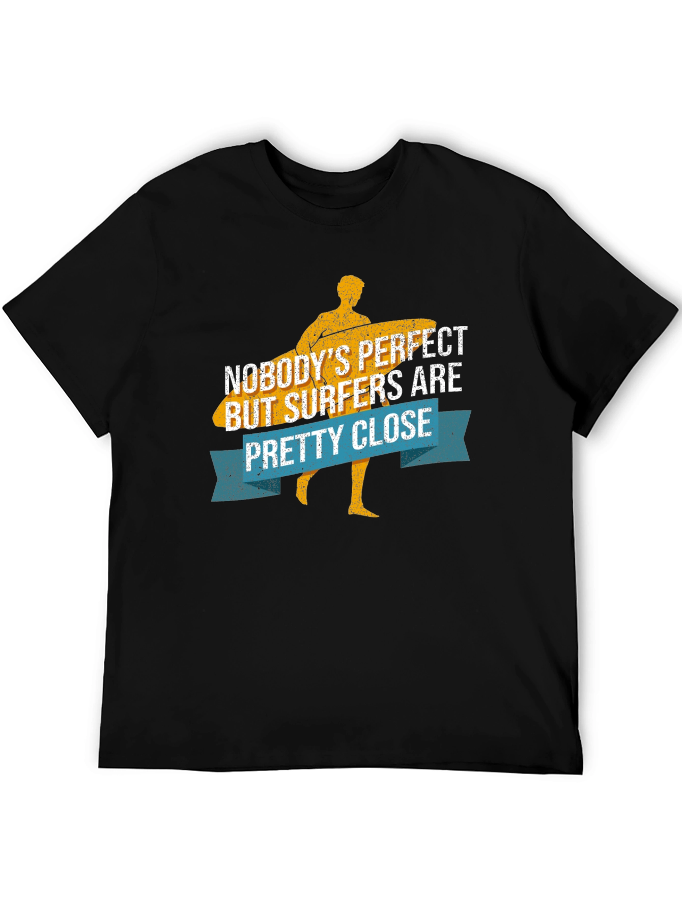 Black Funny Surfer T-Shirt - Nobody's Perfect Surfers Close! view 5