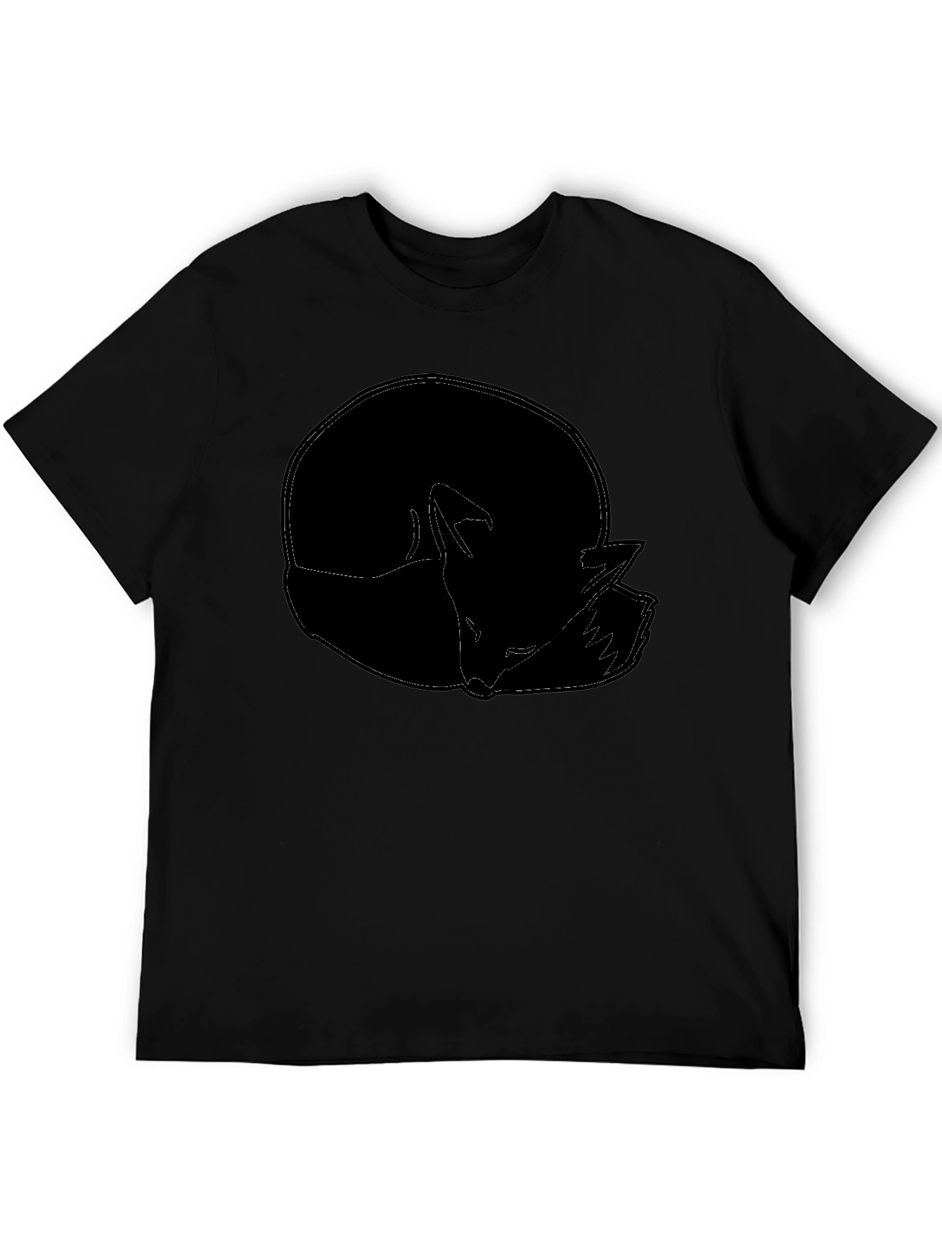 Black Fox Outline Graphic Tee - Minimalist Style view 5