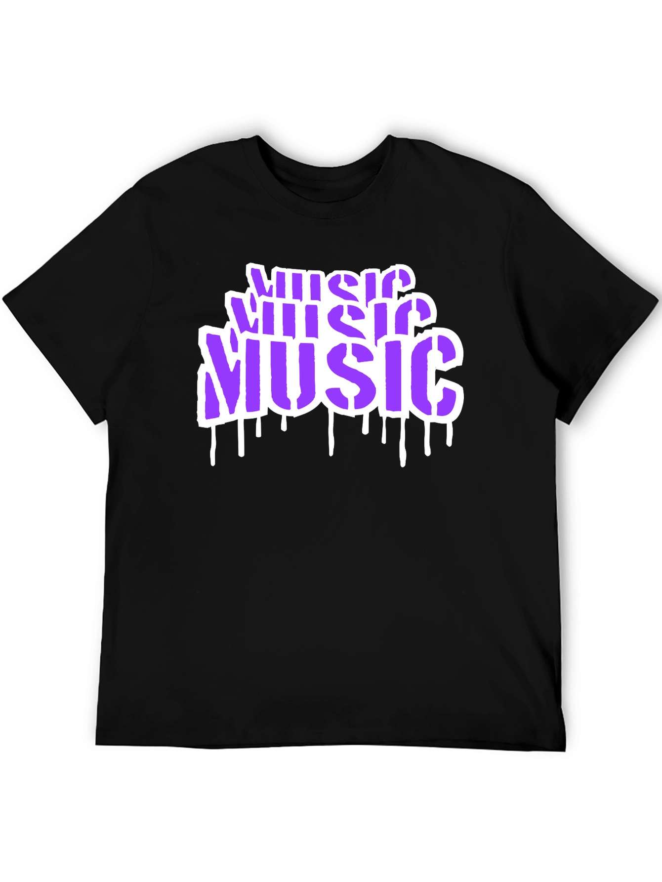 Black Music Graffiti Style Black T-Shirt view 5