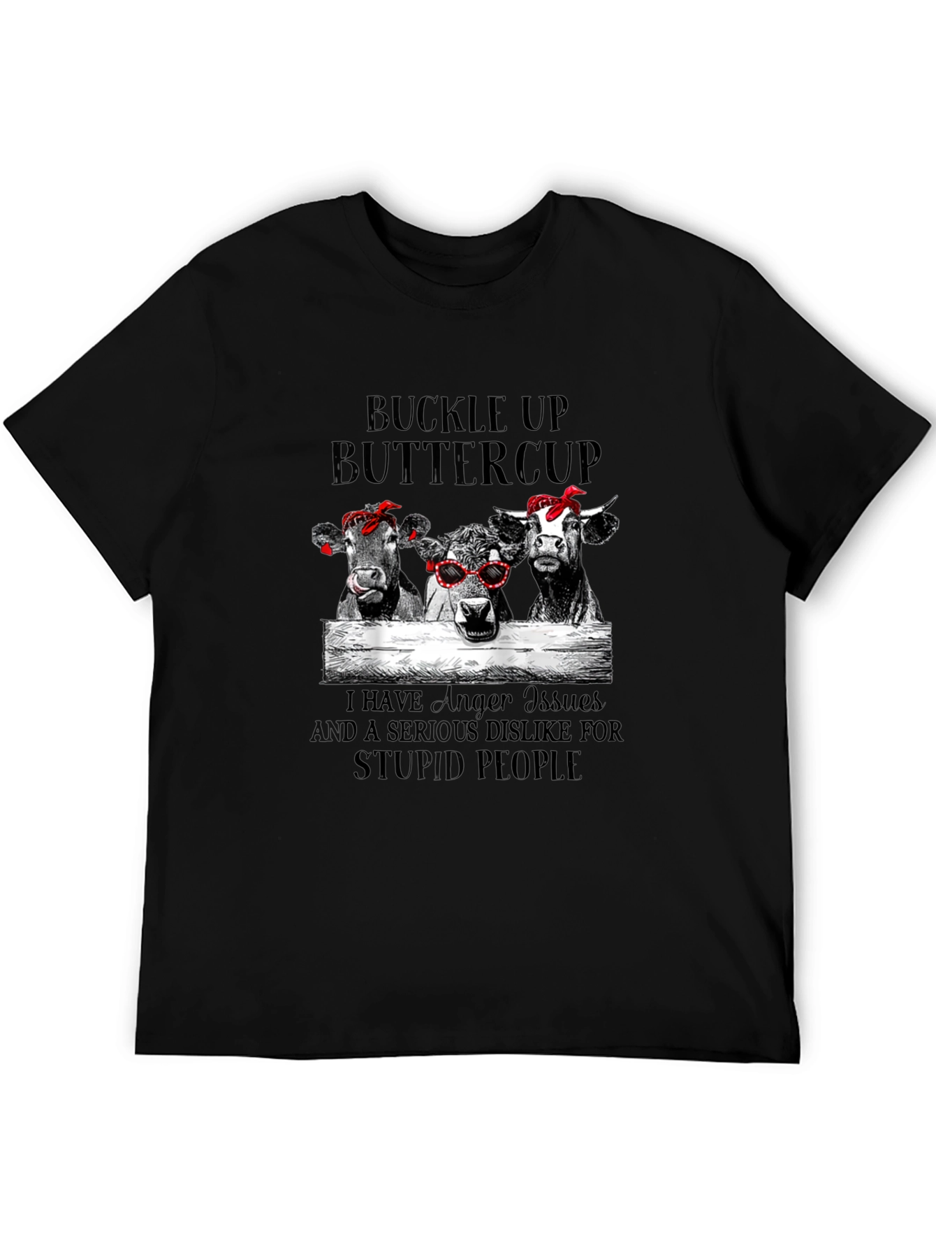 Black Buckle Up Buttercup Cows Graphic Tee view 5