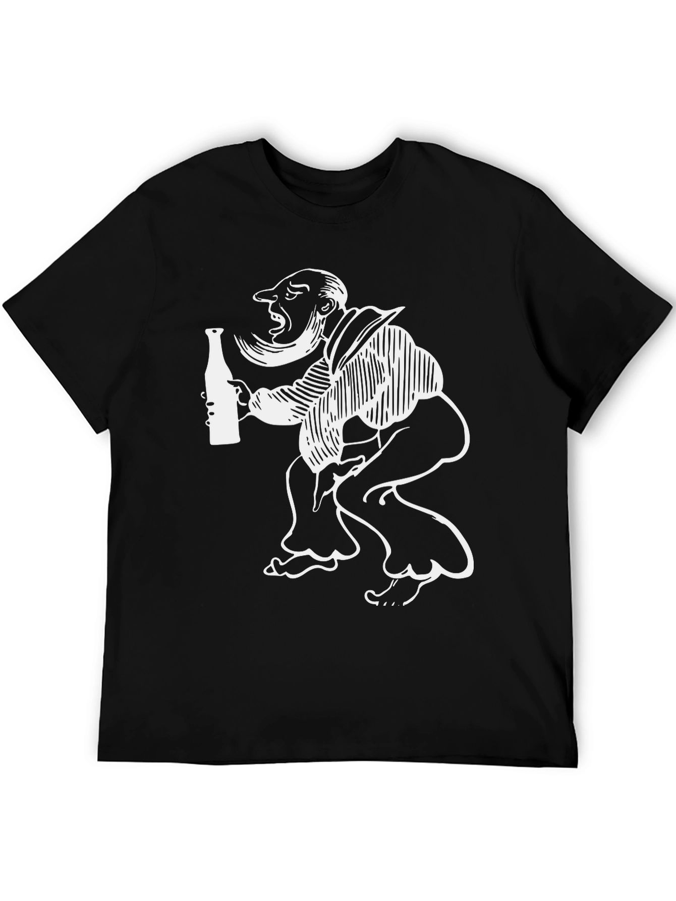 Black Humorous Cartoon Graphic Tee - Black view 5