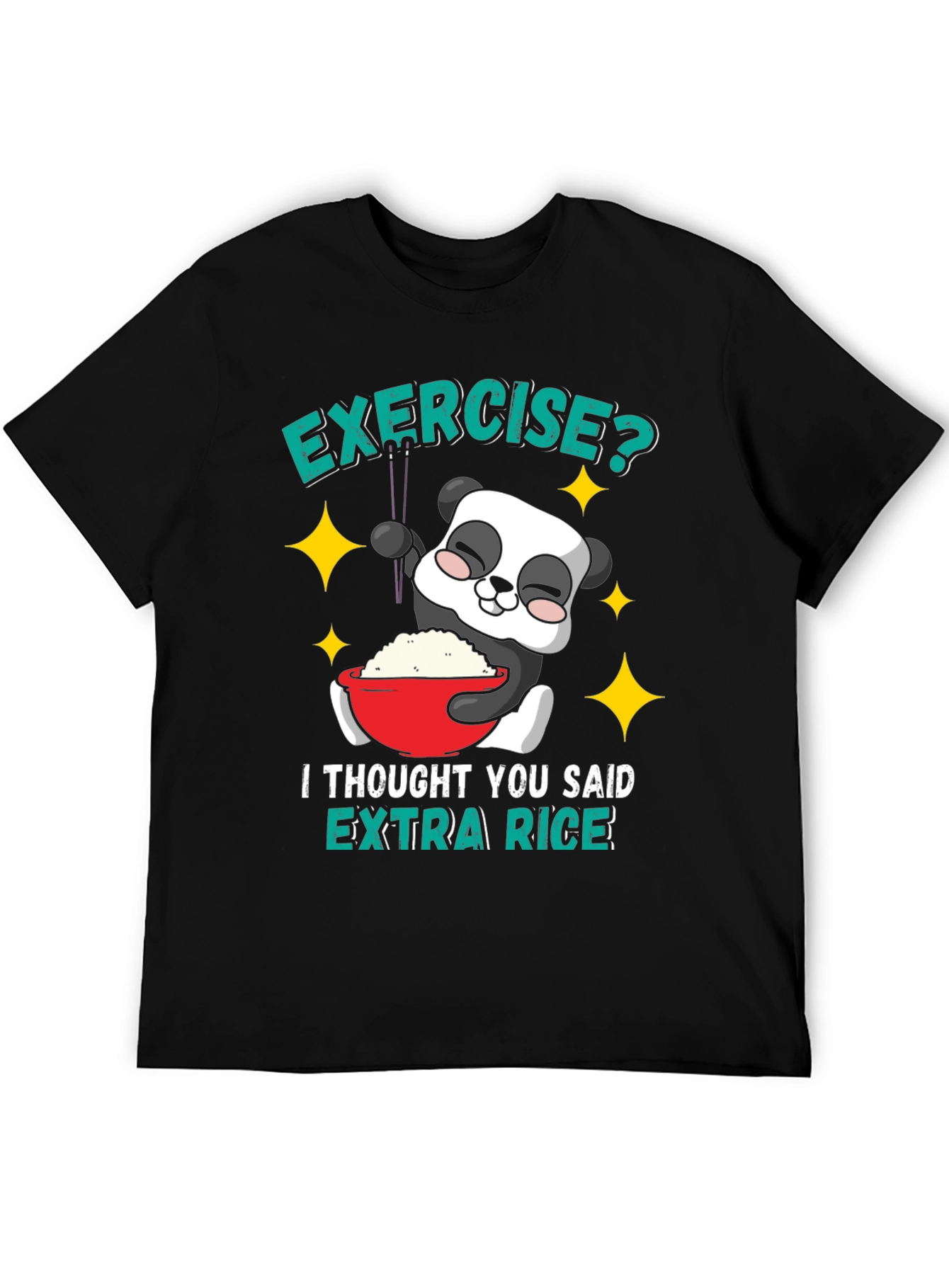 Black Funny Panda Extra Rice T-Shirt view 5