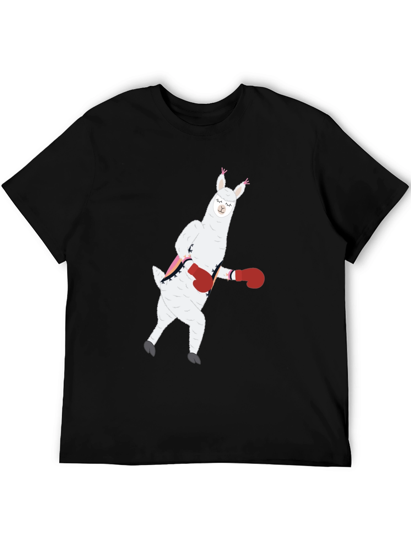 Black Llama Boxing Funny Graphic Tee view 5